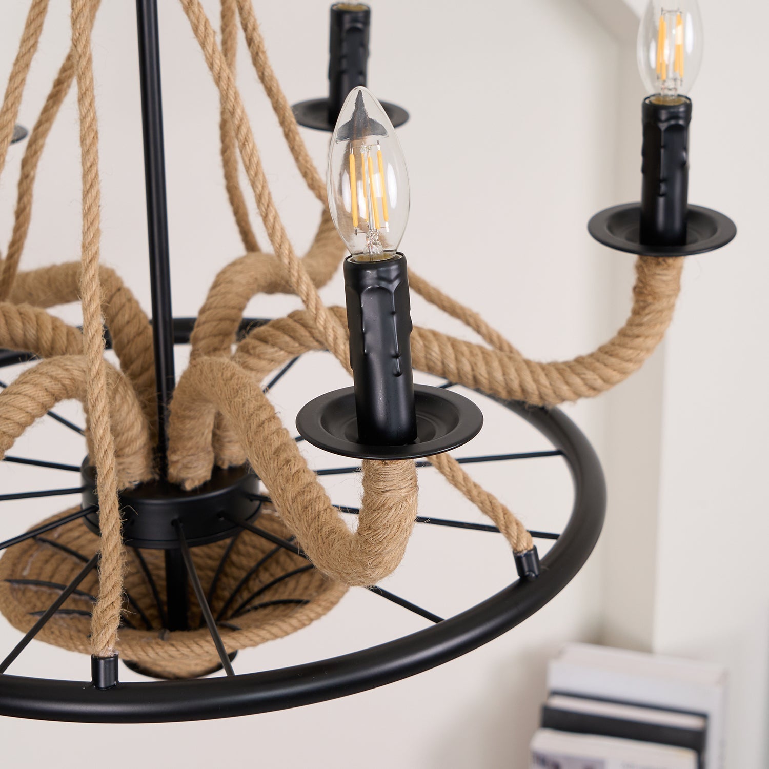 Lustra Chandelier Hemp Rope Large Wheel - Letslighting