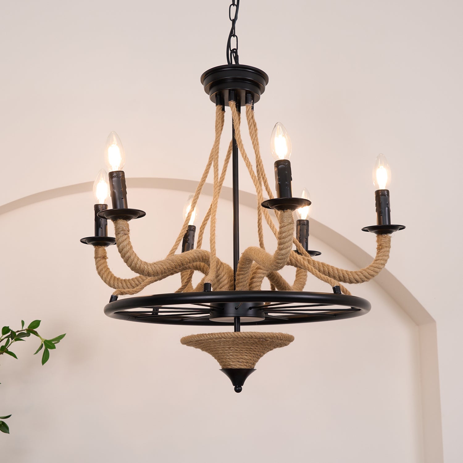 Lustra Chandelier Hemp Rope Large Wheel - Letslighting