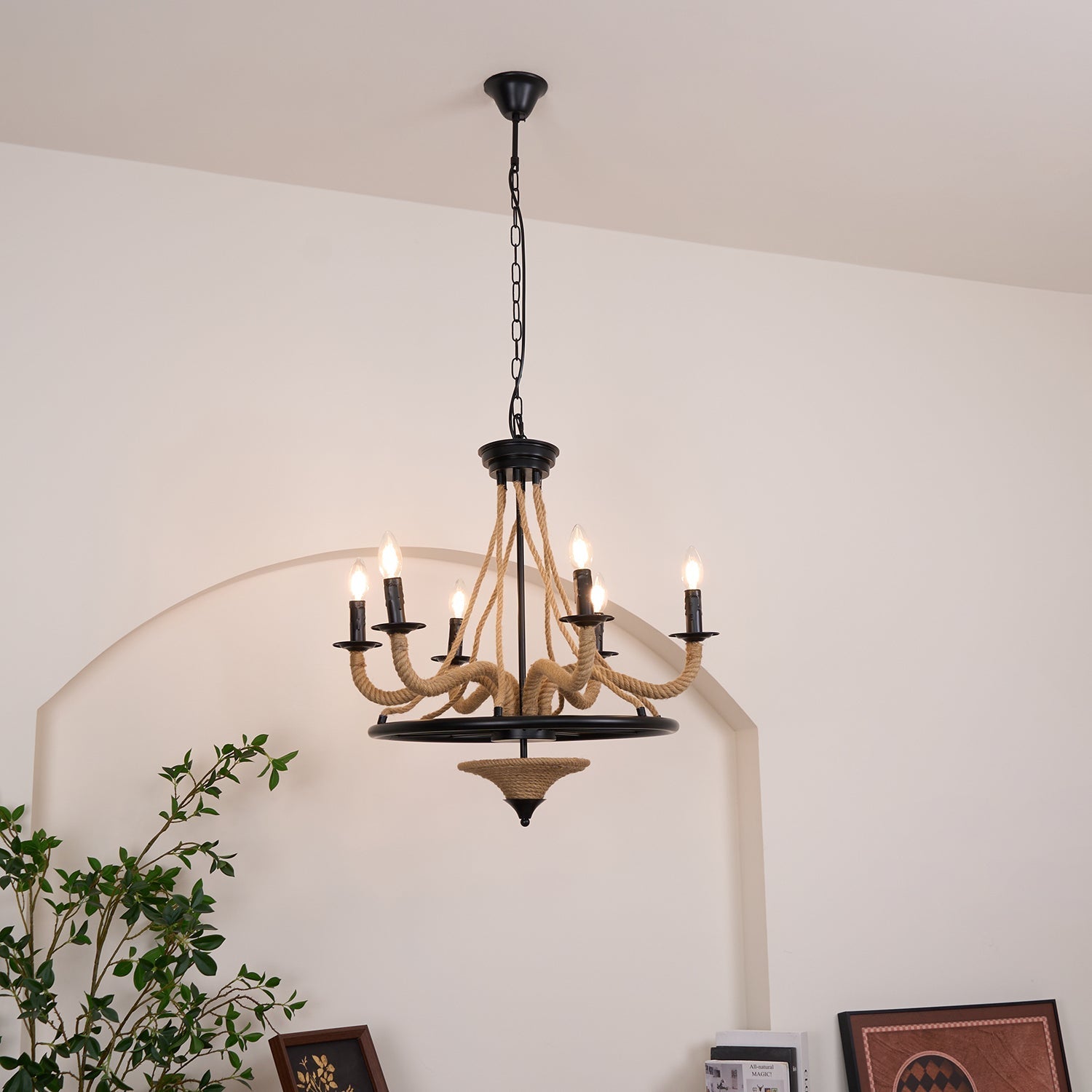 Lustra Chandelier Hemp Rope Large Wheel - Letslighting