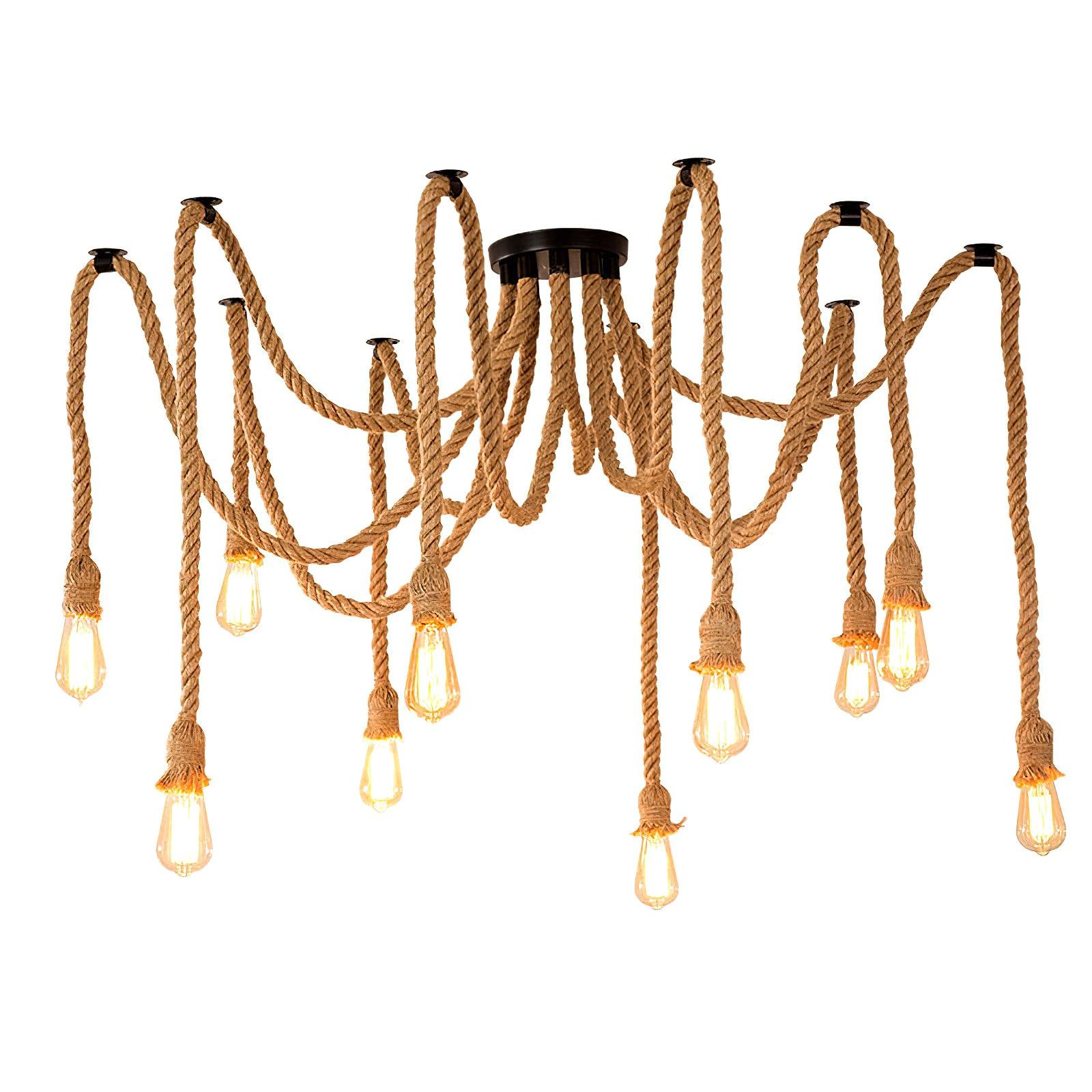 Lustra Chandelier Hemp Rope Industrial Retro - Letslighting