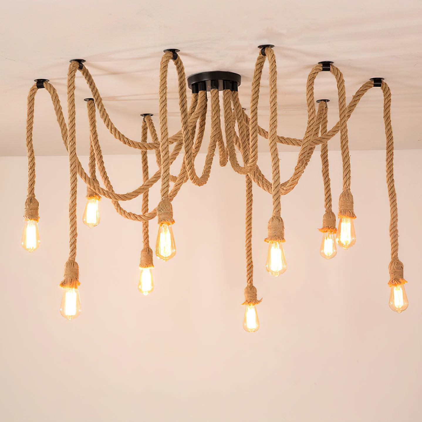 Lustra Chandelier Hemp Rope Industrial Retro - Letslighting