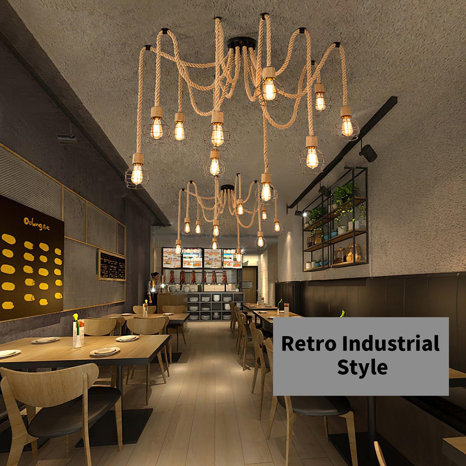 Lustra Chandelier Hemp Rope Industrial Retro - Letslighting