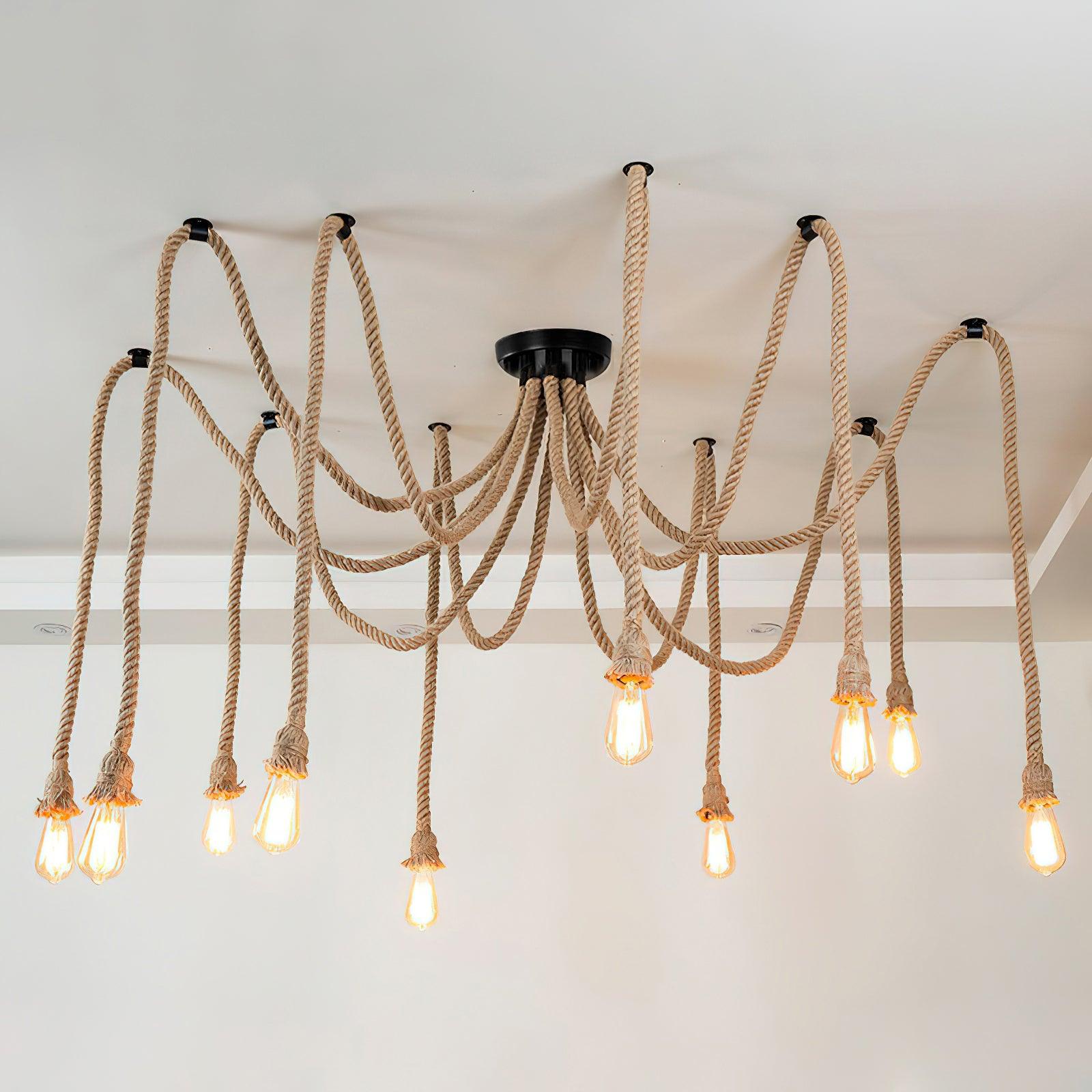 Lustra Chandelier Hemp Rope Industrial Retro - Letslighting