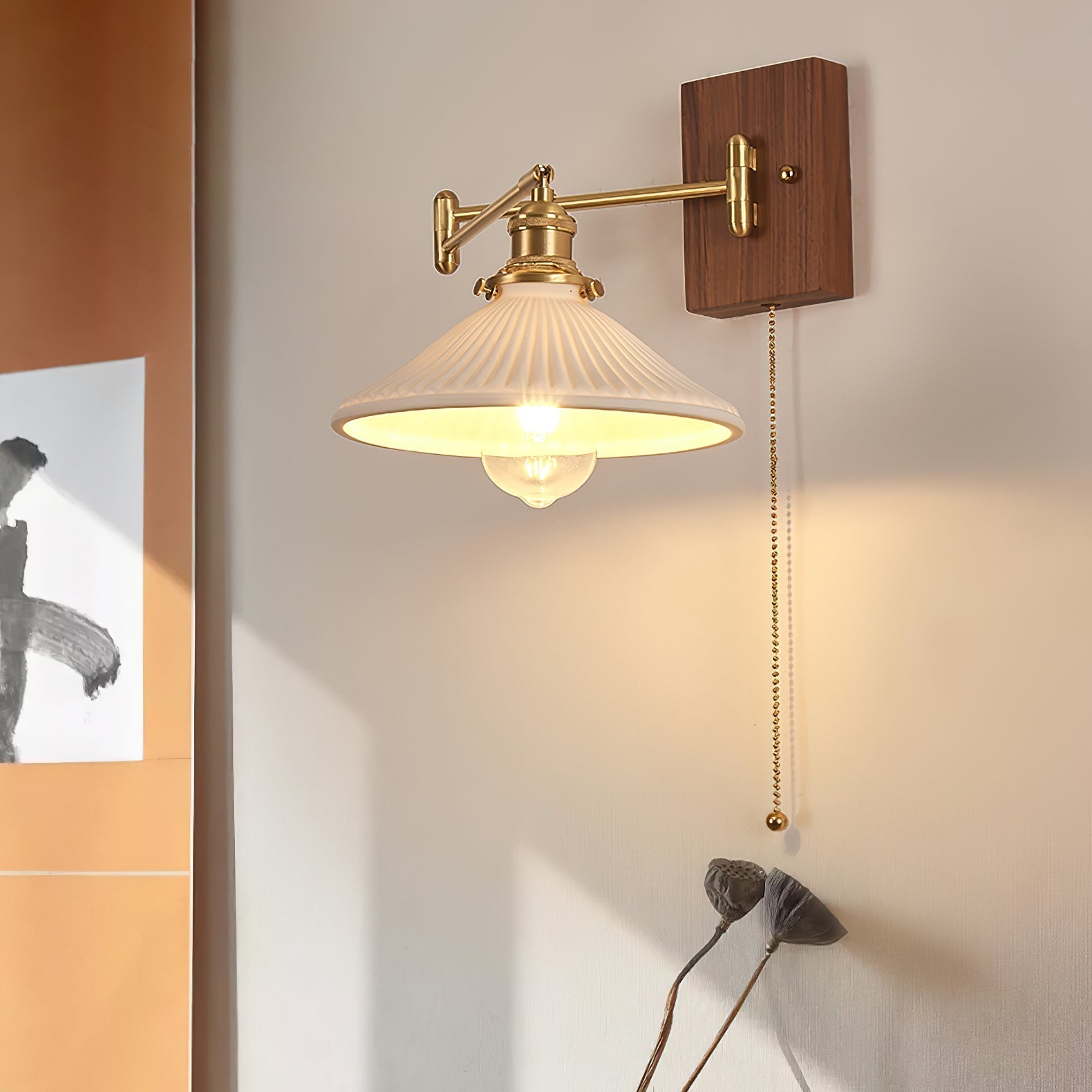 Avveleth Elegance Vintage Walnut Wall Lamp - Letslighting