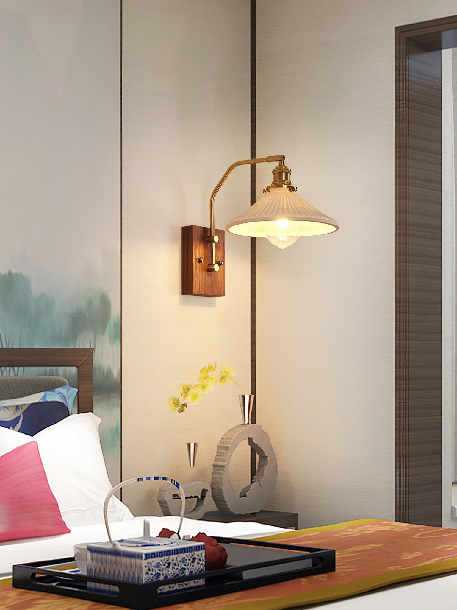Avveleth Elegance Vintage Walnut Wall Lamp - Letslighting
