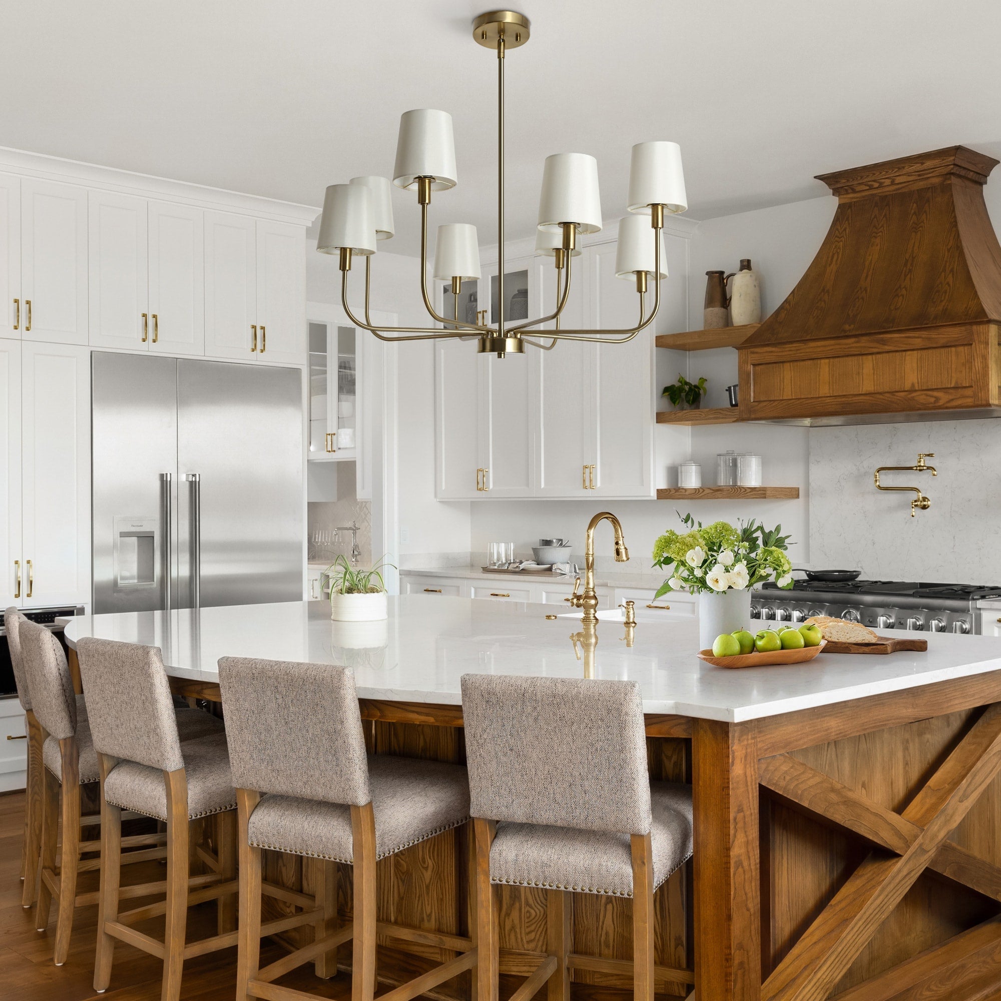 Nysilan Vintage Industrial Brass Fabric Chandelier - Letslighting