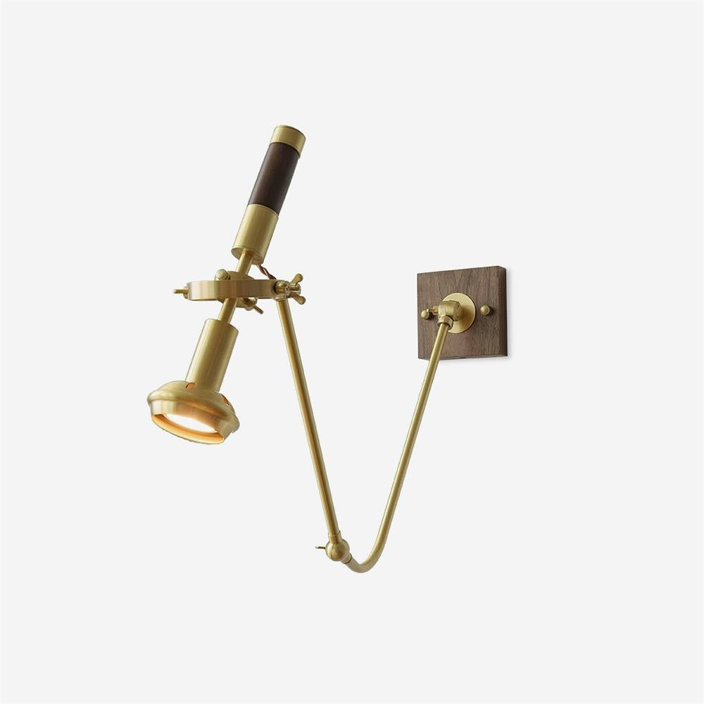 Wall Lamp Adjustable Brass Walnut Vintage Spotlight Industrial Task Sconce - Letslighting