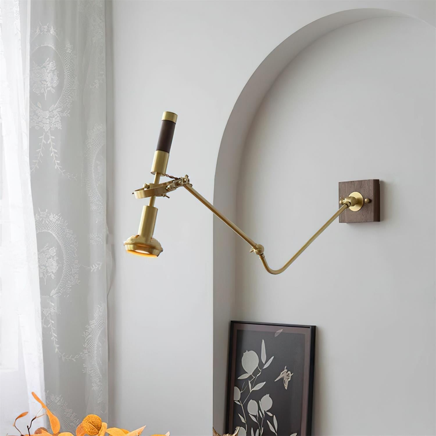 Wall Lamp Adjustable Brass Walnut Vintage Spotlight Industrial Task Sconce - Letslighting