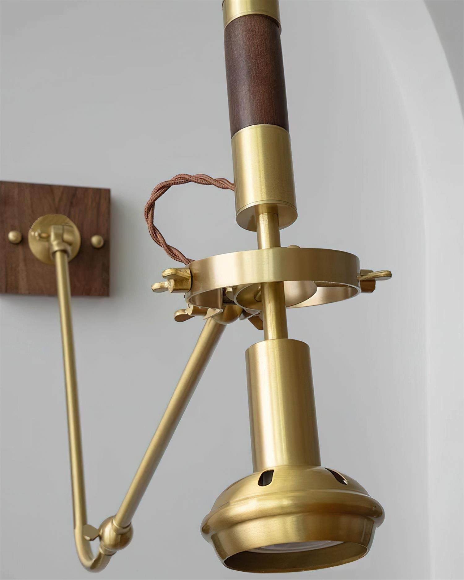 Wall Lamp Adjustable Brass Walnut Vintage Spotlight Industrial Task Sconce - Letslighting