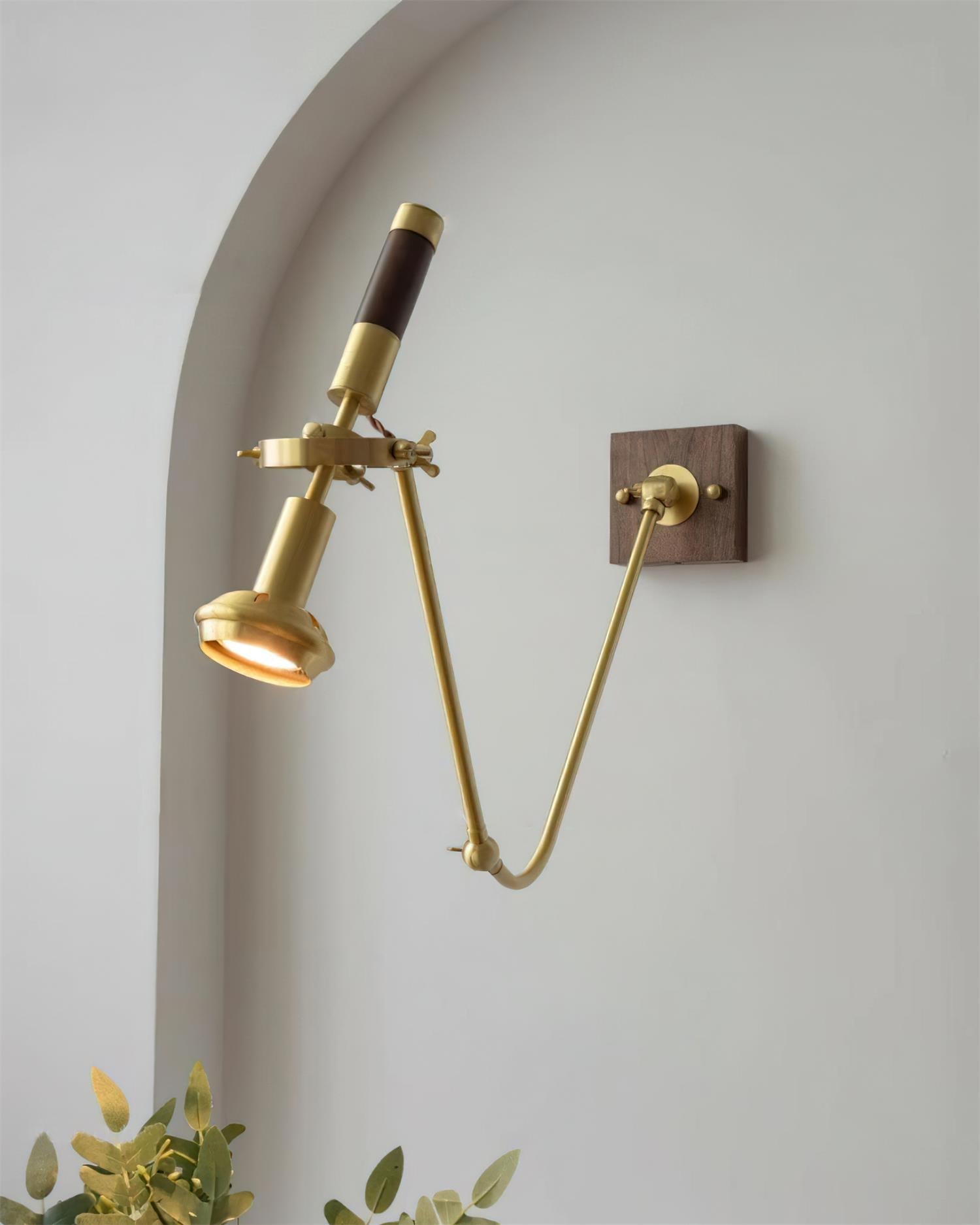 Wall Lamp Adjustable Brass Walnut Vintage Spotlight Industrial Task Sconce - Letslighting