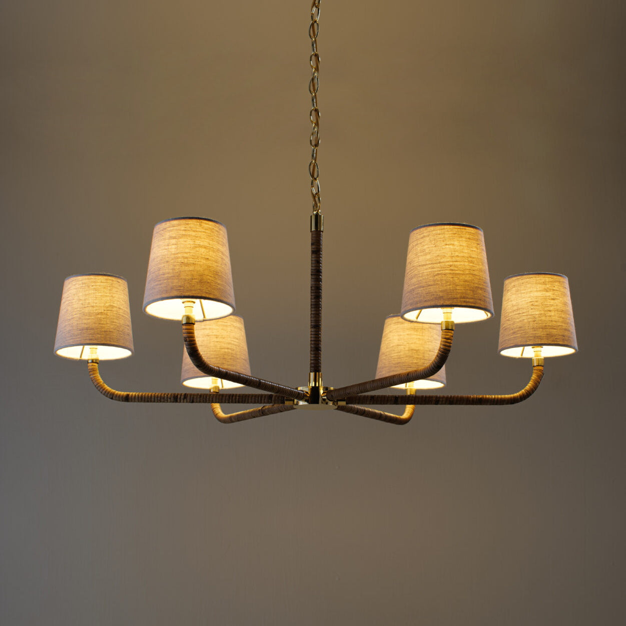 Avdoria Vintage Industrial Holden Cane Gold Fabric Chandelier - Letslighting