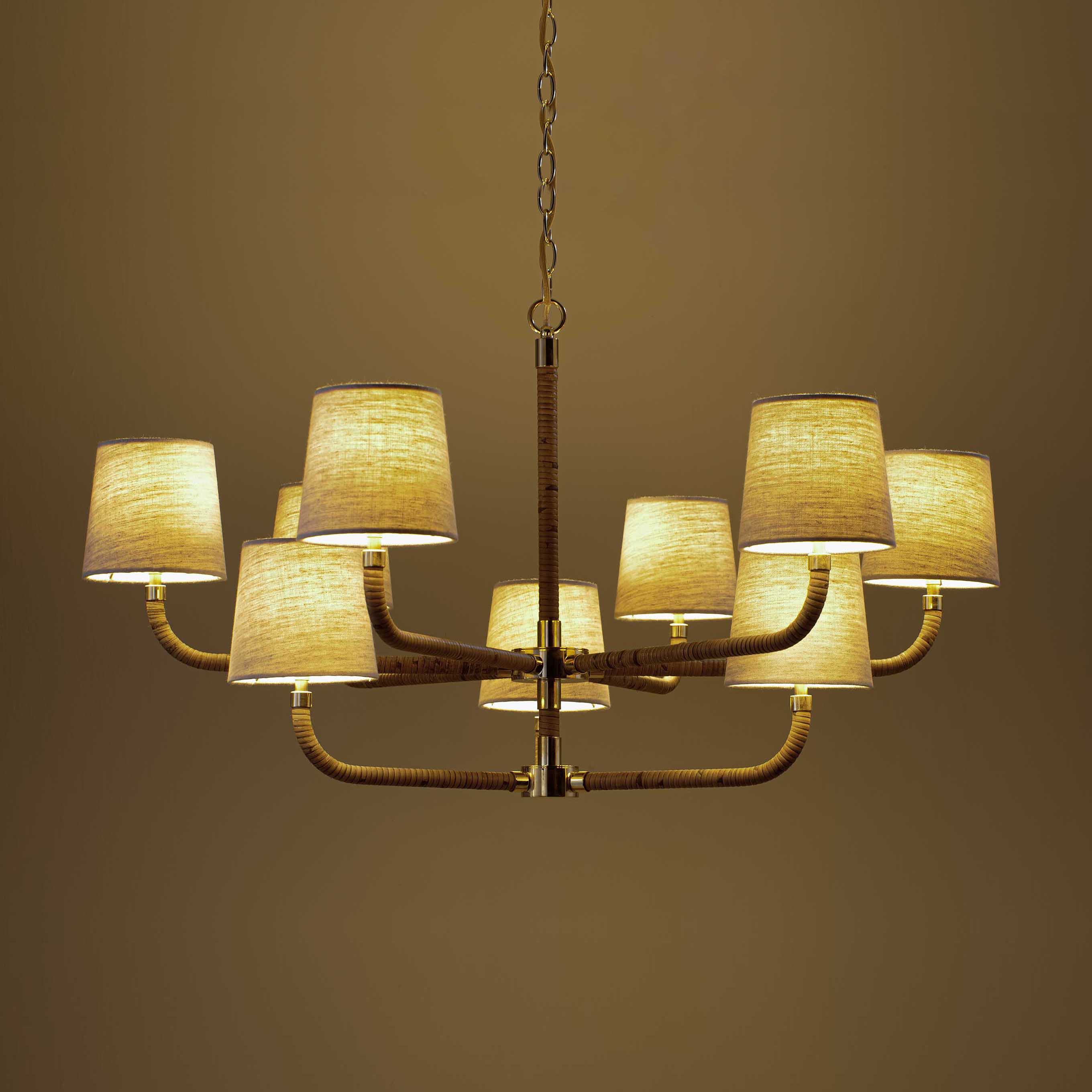 Avdoria Vintage Industrial Holden Cane Gold Fabric Chandelier - Letslighting