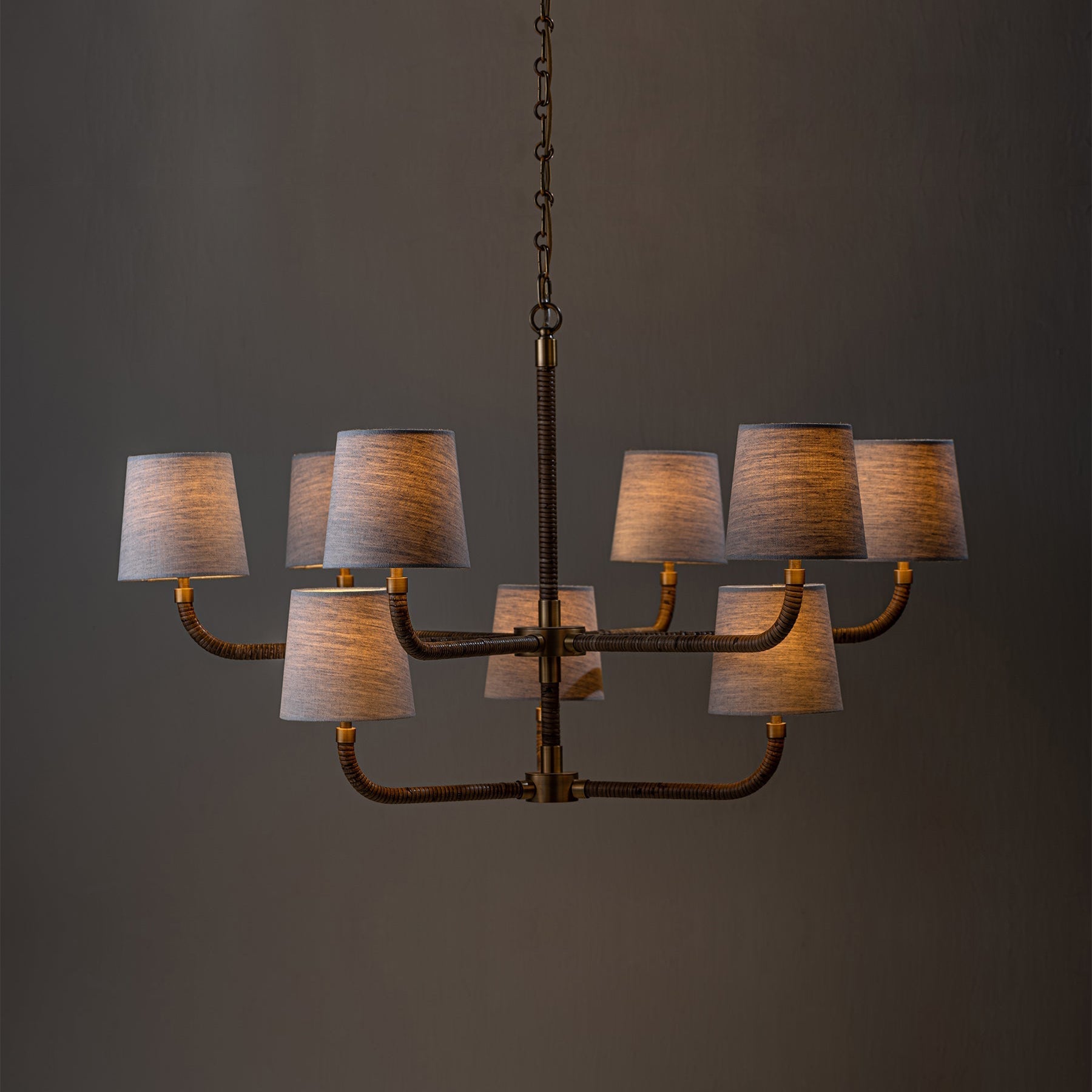 Avdoria Vintage Industrial Holden Cane Gold Fabric Chandelier - Letslighting