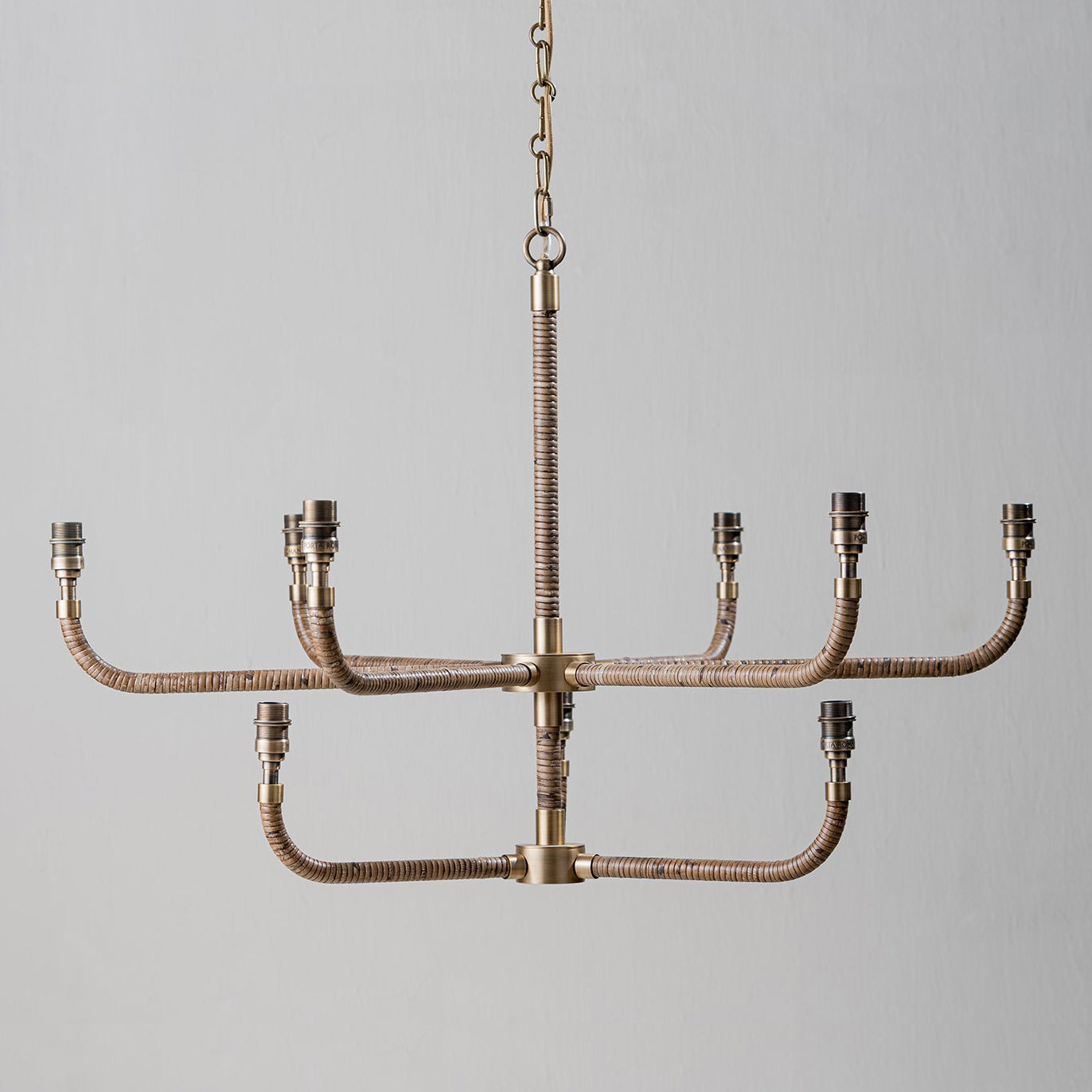 Avdoria Vintage Industrial Holden Cane Gold Fabric Chandelier - Letslighting