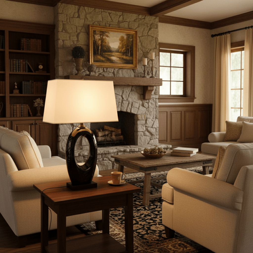 Oval Elegant Ceramics & Fabric Table Lamp