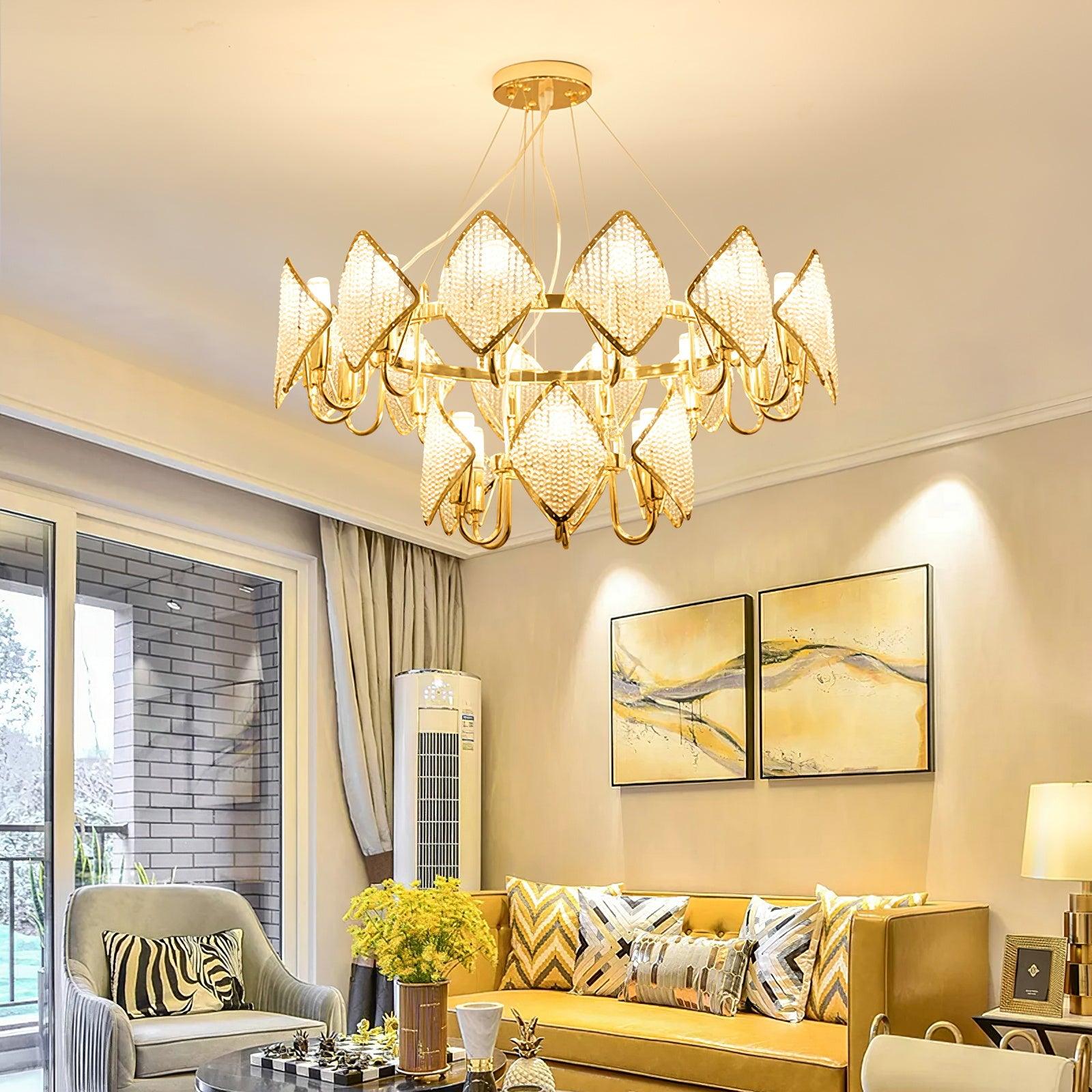 Aurora Chandelier Crystal Leaf Double-Tier - Letslighting