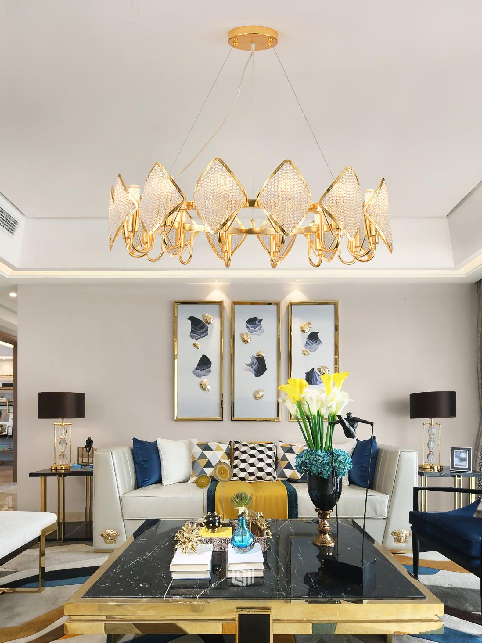 Aurora Chandelier Crystal Leaf Double-Tier - Letslighting