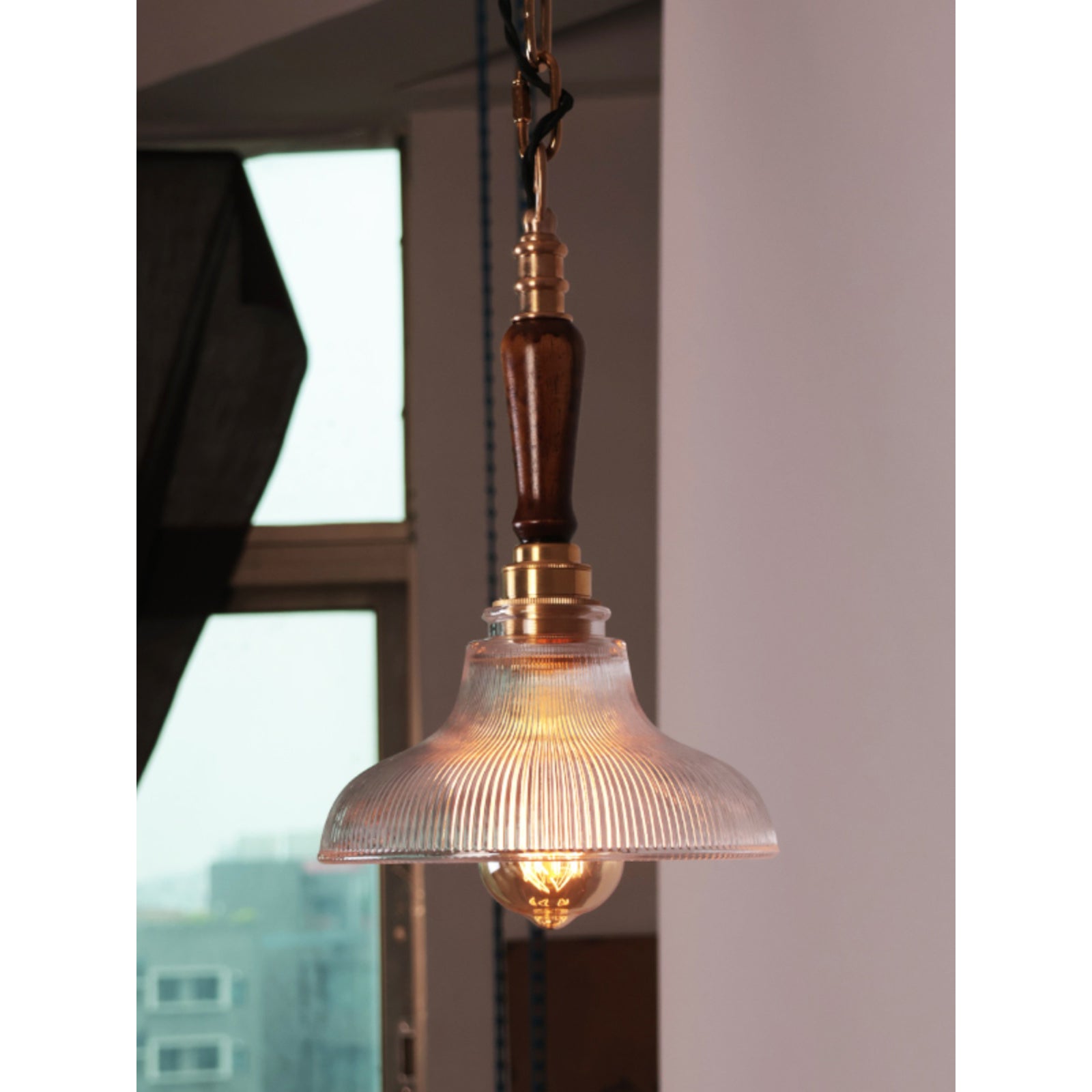 Zomiror Modern Minimalist Holophane Brass Glass Pendant Light - Letslighting