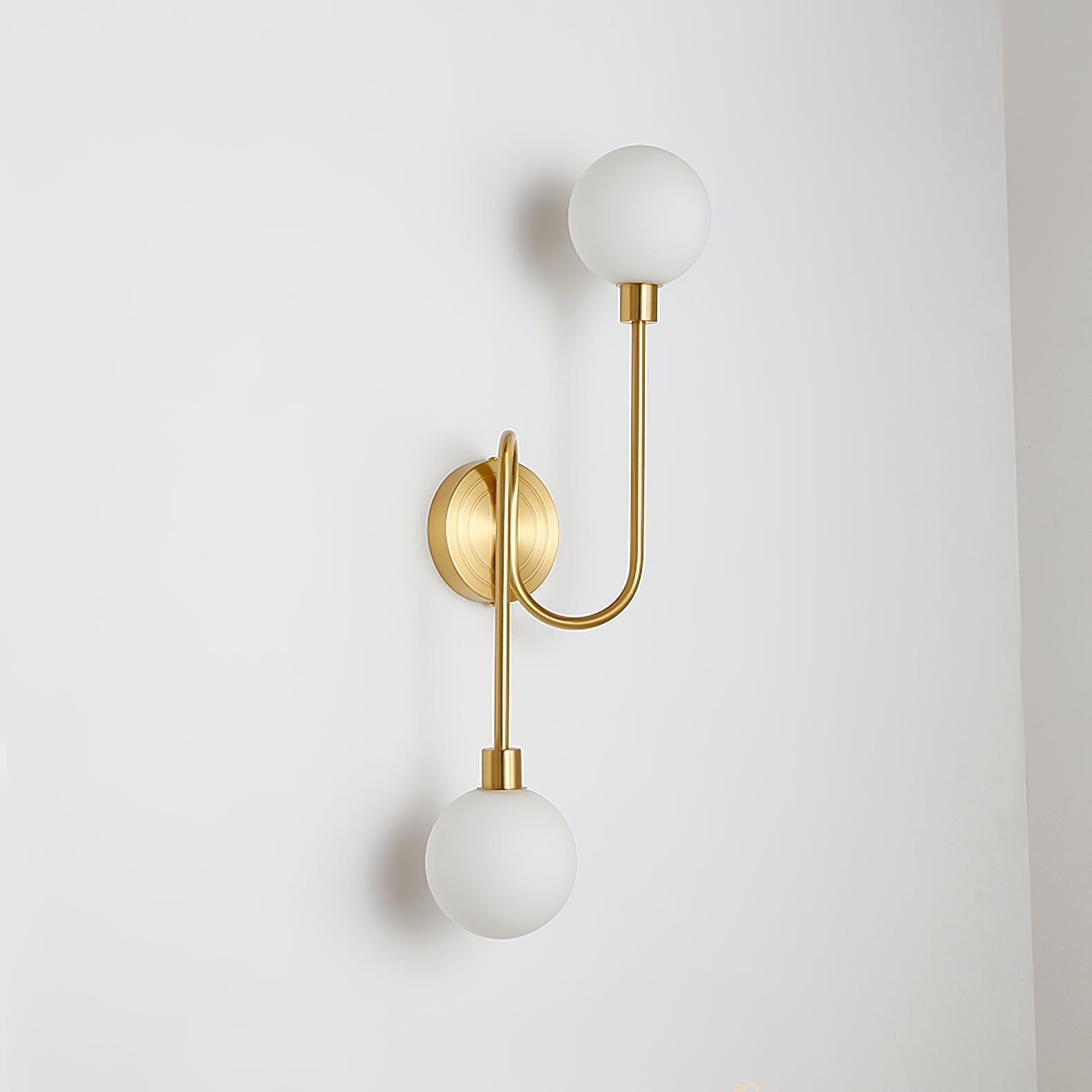 Holten Modern Minimalist Armed Brass Glass Sconce Wall Lamp - Letslighting