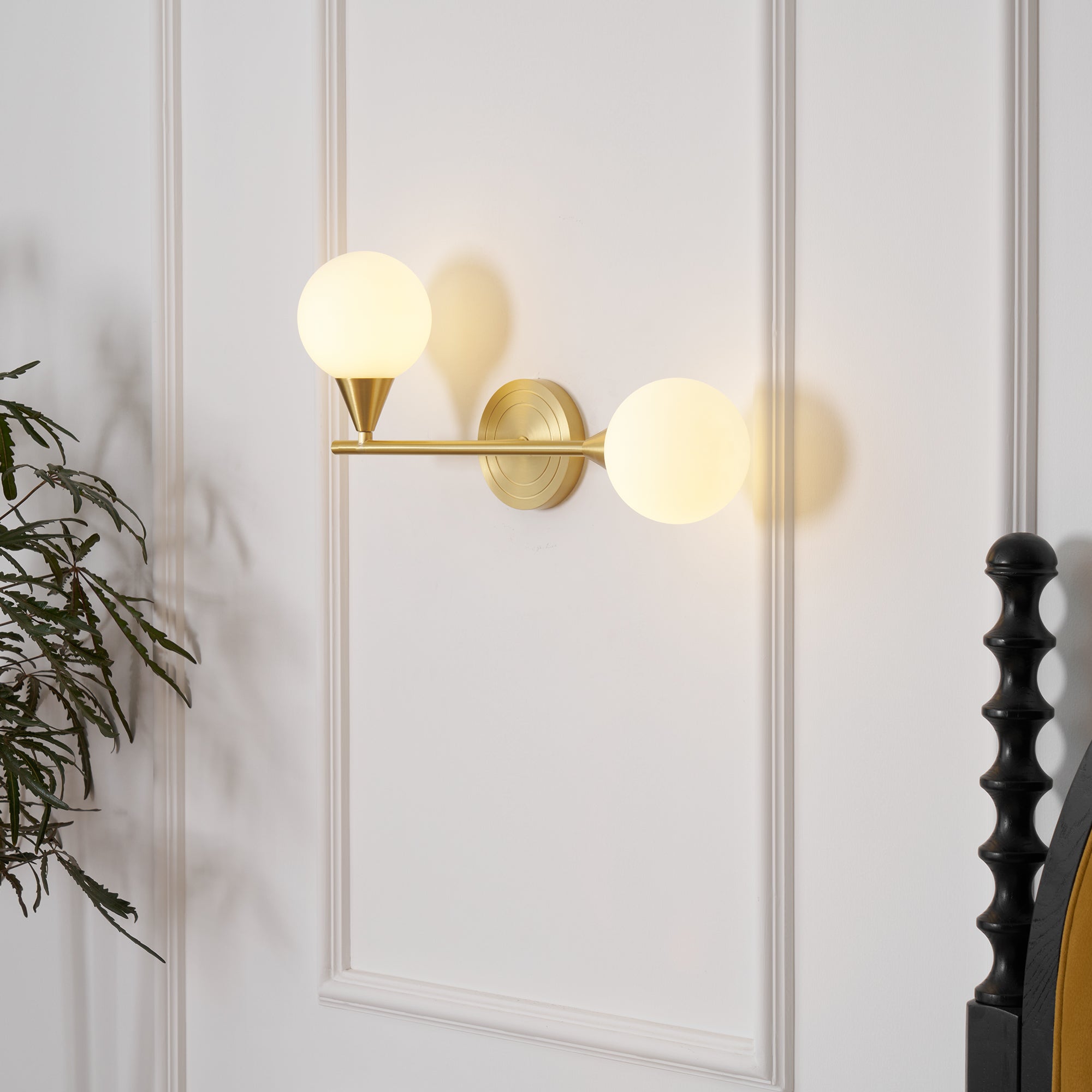 Holten Modern Minimalist Armed Brass Glass Sconce Wall Lamp - Letslighting
