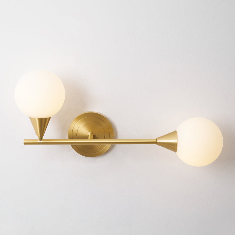 Holten Modern Minimalist Armed Brass Glass Sconce Wall Lamp - Letslighting