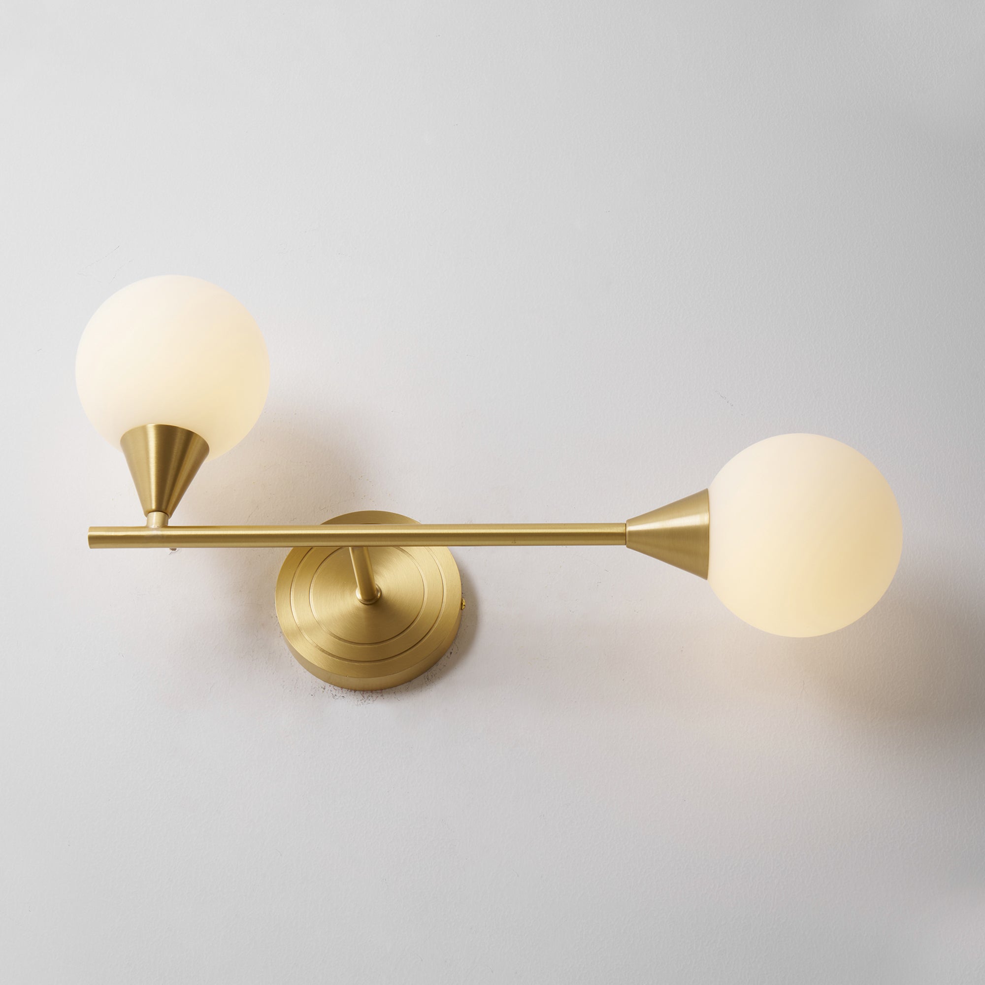 Holten Modern Minimalist Armed Brass Glass Sconce Wall Lamp - Letslighting