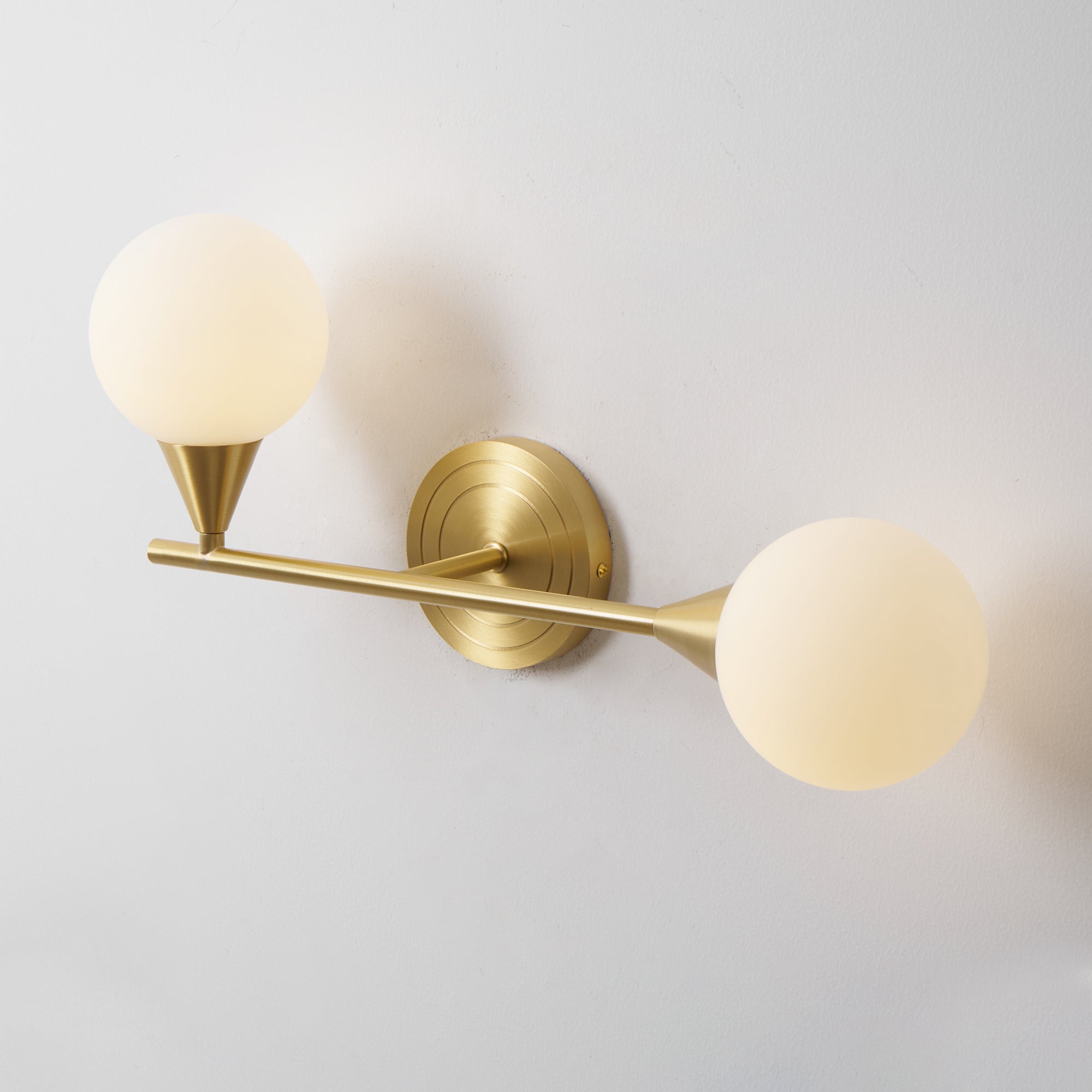 Holten Modern Minimalist Armed Brass Glass Sconce Wall Lamp - Letslighting