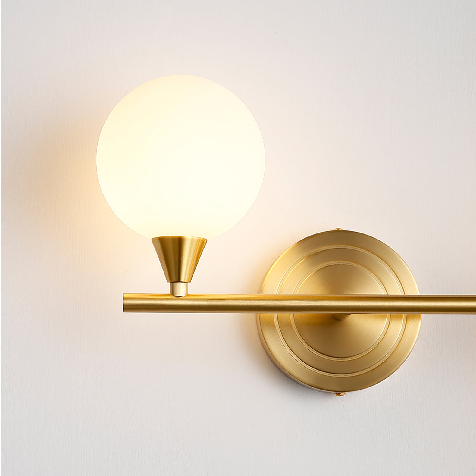 Holten Modern Minimalist Armed Brass Glass Sconce Wall Lamp - Letslighting
