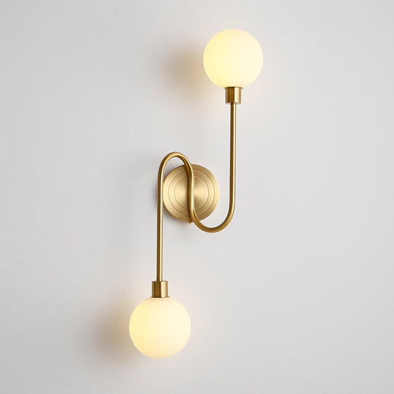 Holten Modern Minimalist Armed Brass Glass Sconce Wall Lamp - Letslighting