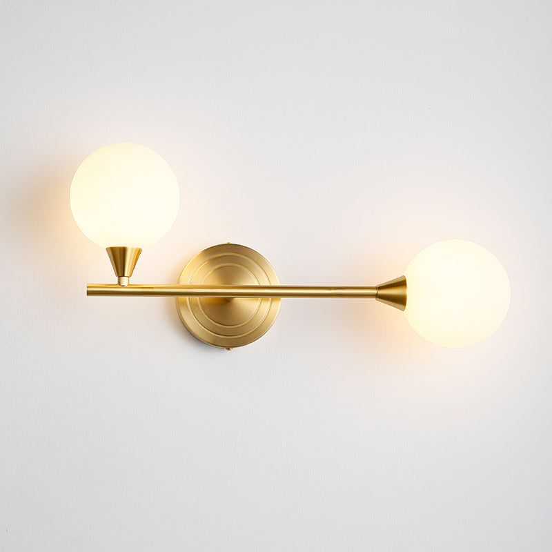Holten Modern Minimalist Armed Brass Glass Sconce Wall Lamp - Letslighting