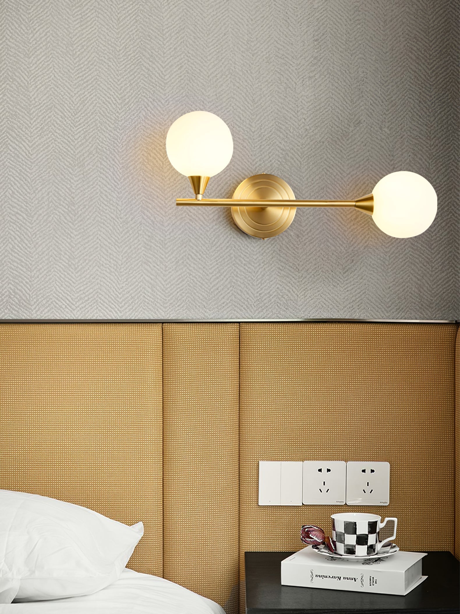 Holten Modern Minimalist Armed Brass Glass Sconce Wall Lamp - Letslighting