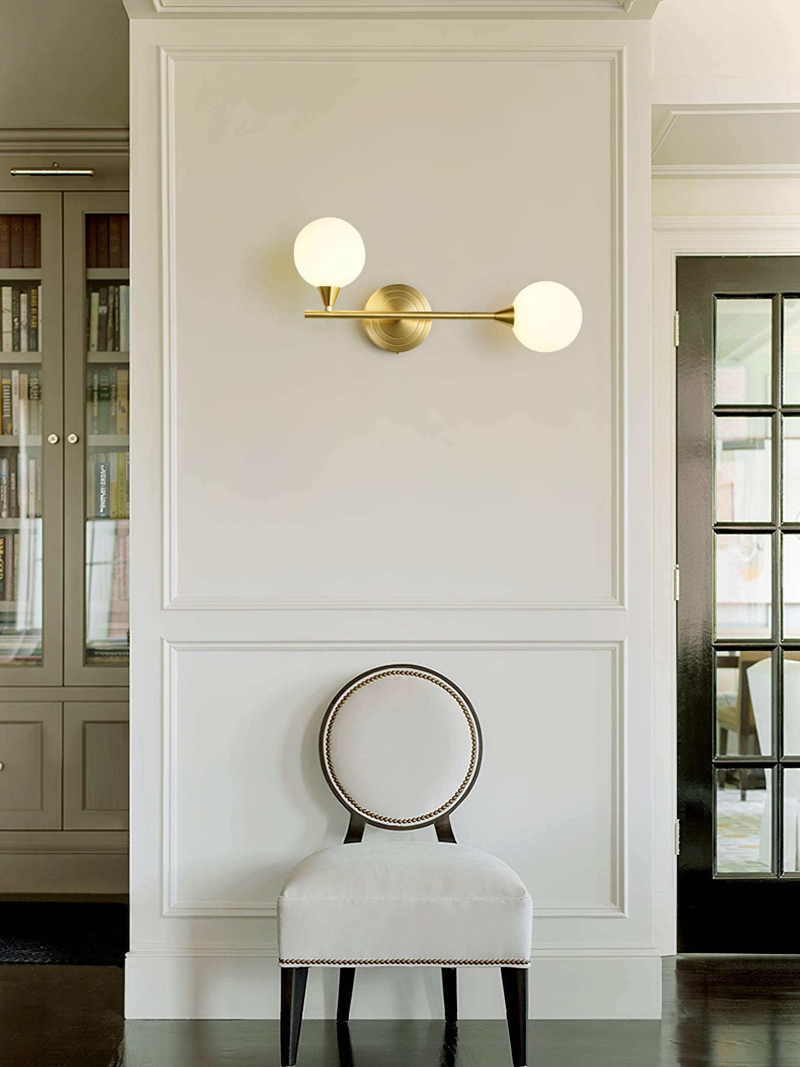 Holten Modern Minimalist Armed Brass Glass Sconce Wall Lamp - Letslighting