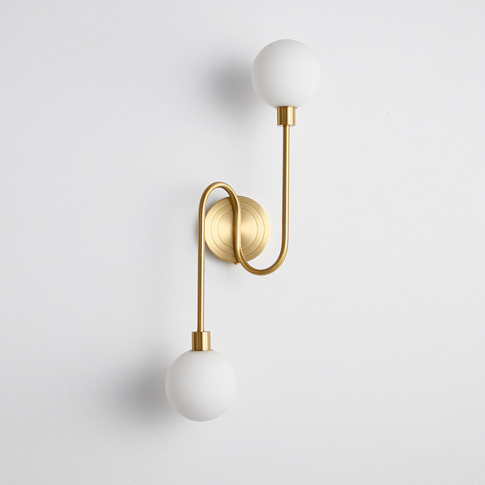 Holten Modern Minimalist Armed Brass Glass Sconce Wall Lamp - Letslighting