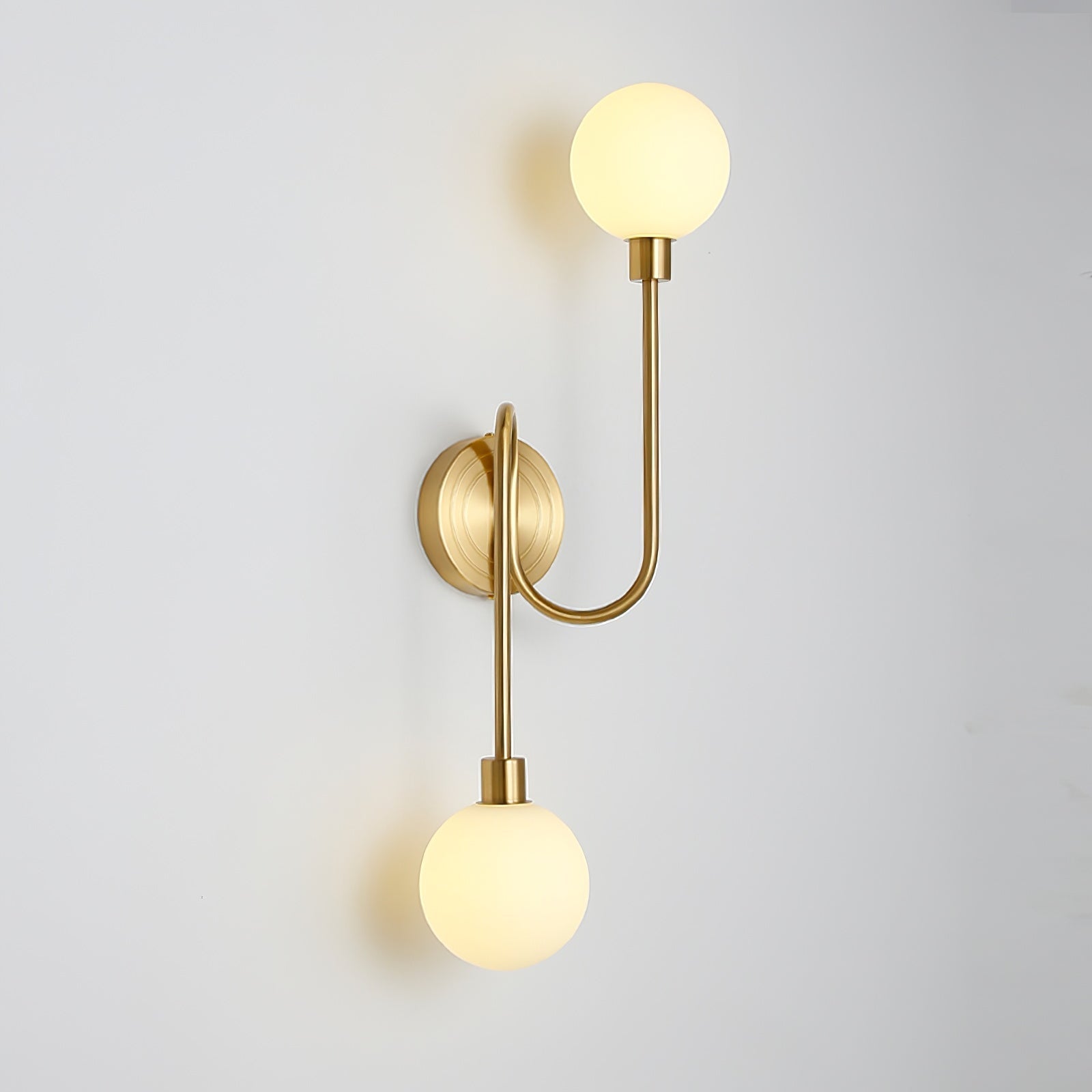 Holten Modern Minimalist Armed Brass Glass Sconce Wall Lamp - Letslighting