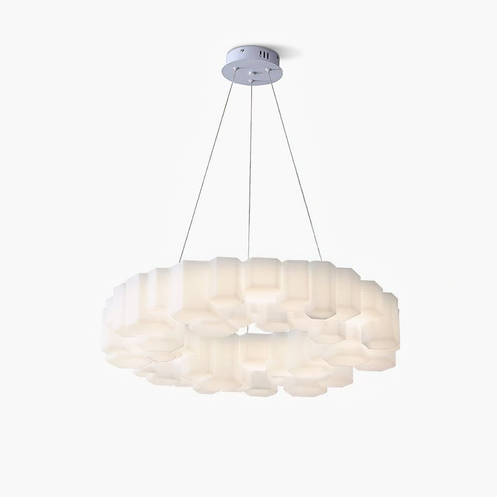 Lustra Chandelier Honeycomb Glossy White Polycarbonate - Letslighting