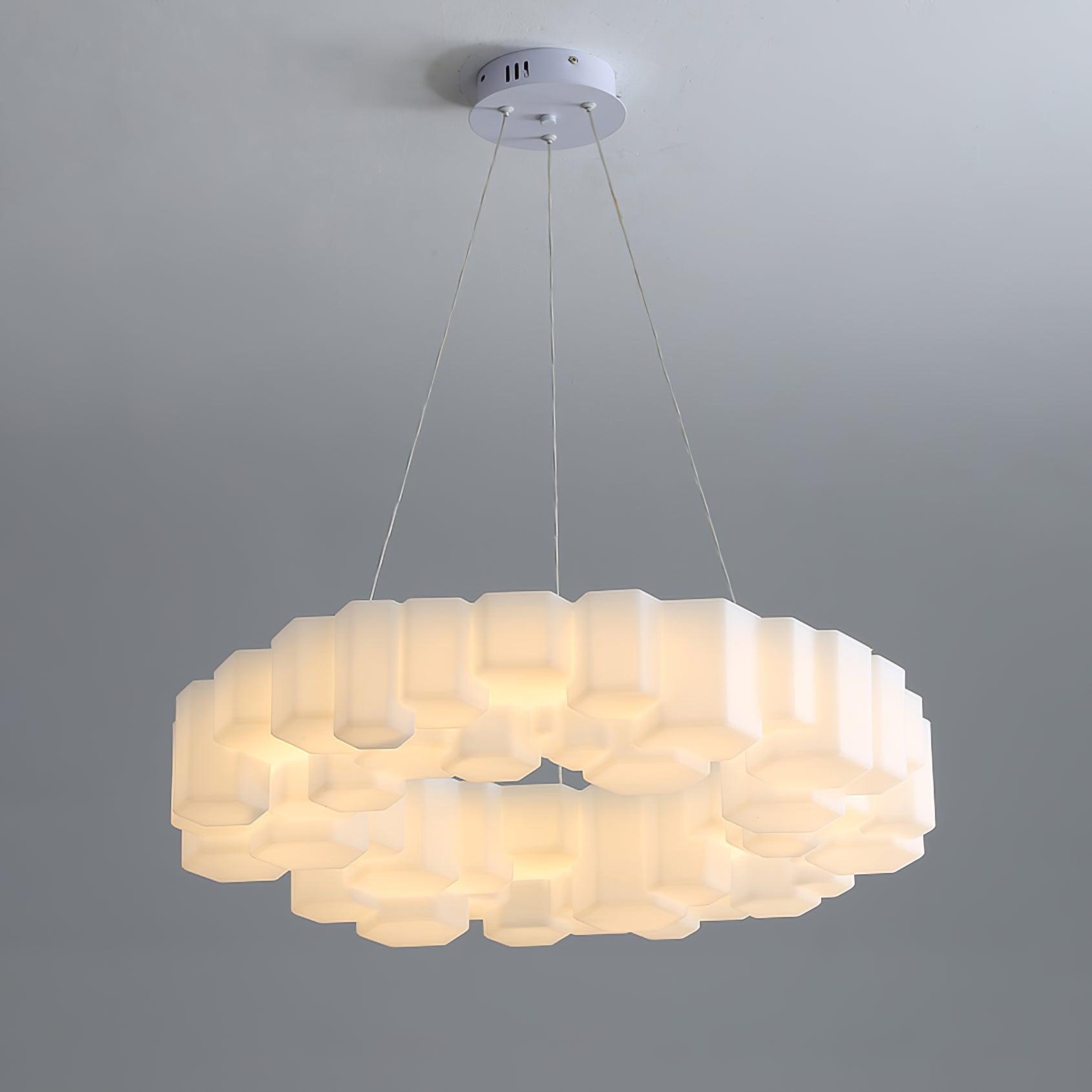 Lustra Chandelier Honeycomb Glossy White Polycarbonate - Letslighting