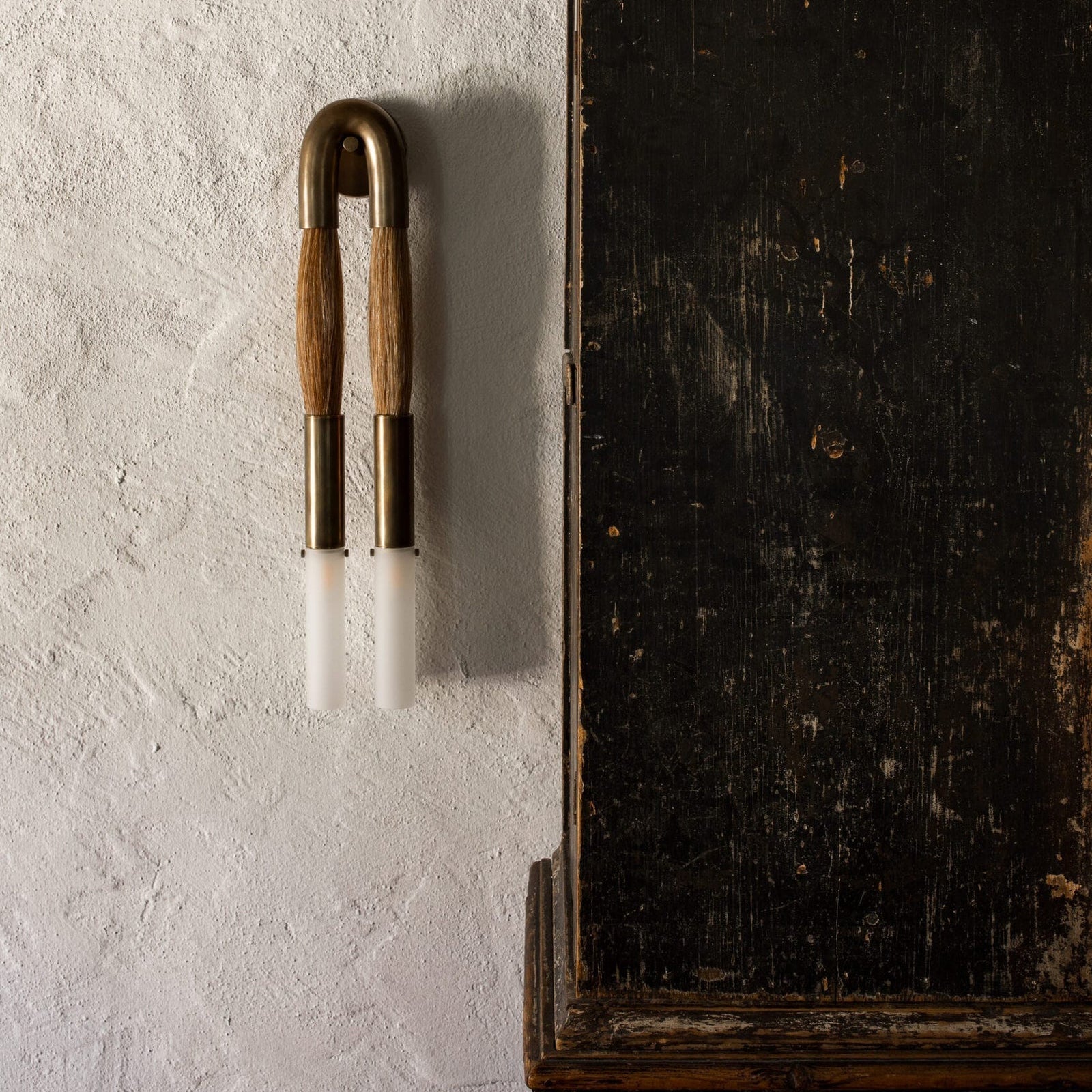 Lustra Wall Lamp Horsehair Glass Brass - Letslighting