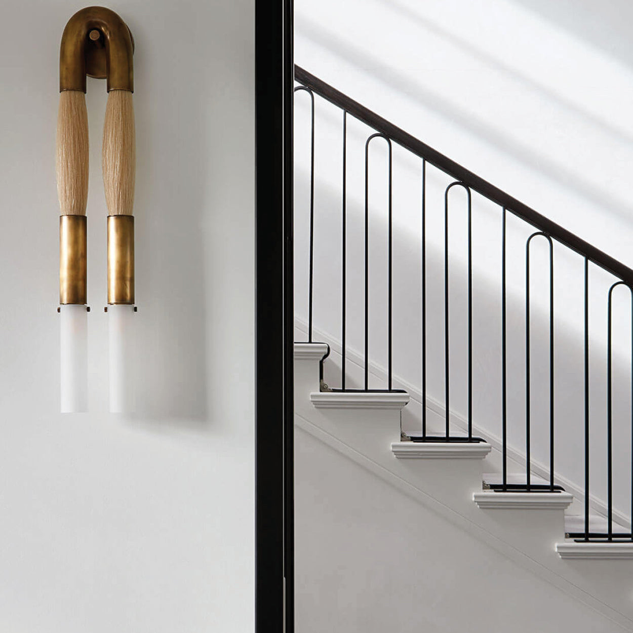 Lustra Wall Lamp Horsehair Glass Brass - Letslighting
