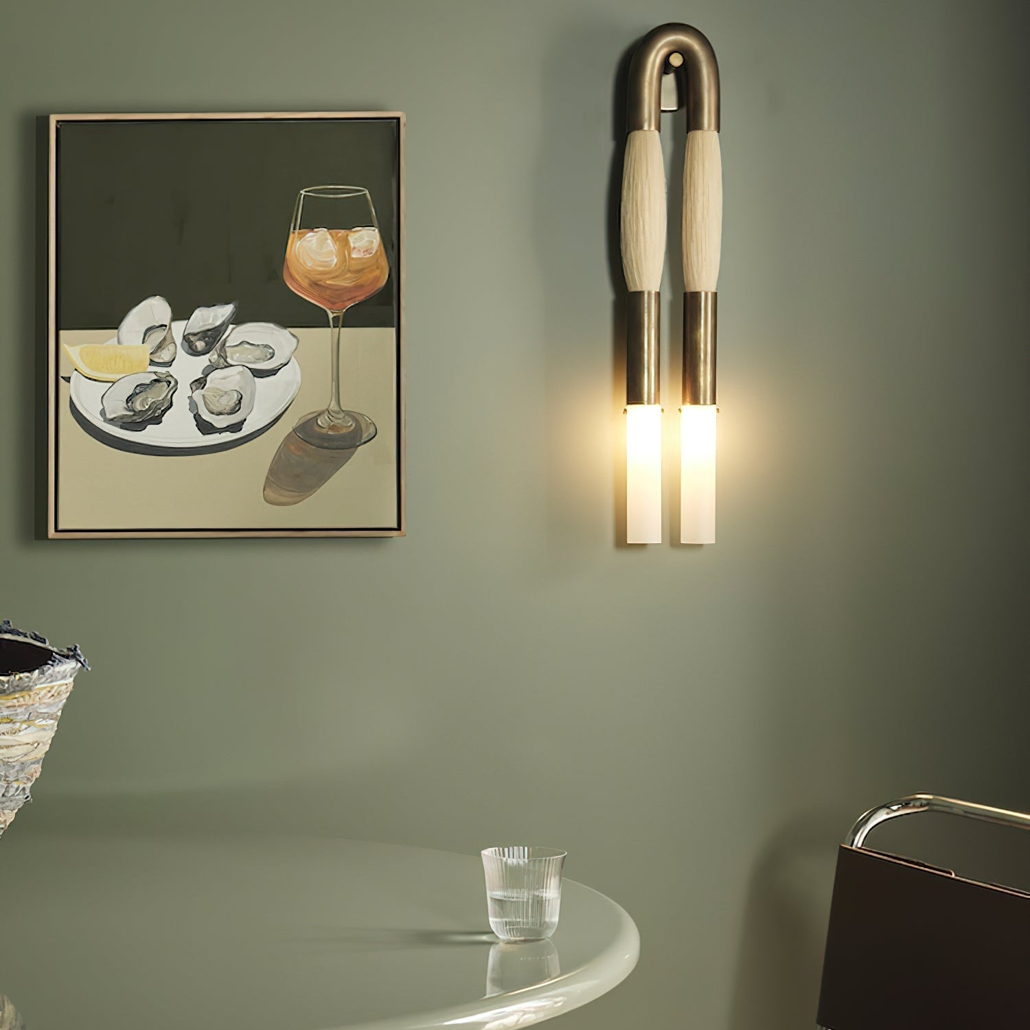 Lustra Wall Lamp Horsehair Glass Brass - Letslighting