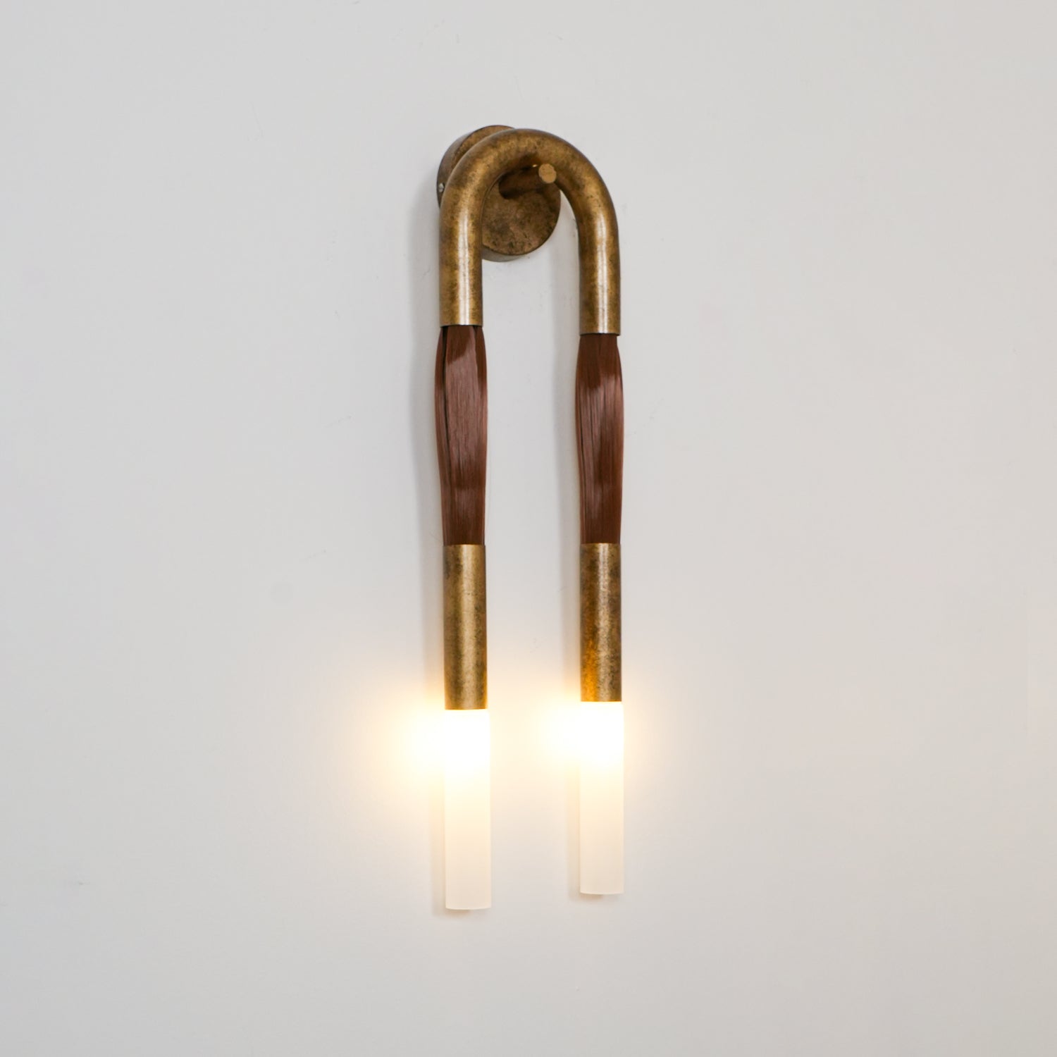 Lustra Wall Lamp Horsehair Glass Brass - Letslighting