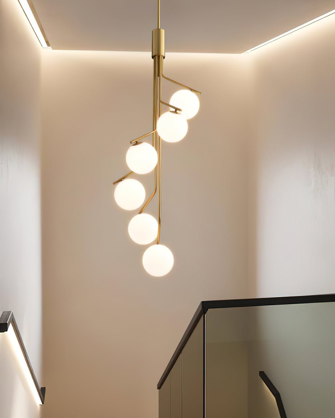 Lustra Chandelier Gold Branch Globe LED - Letslighting
