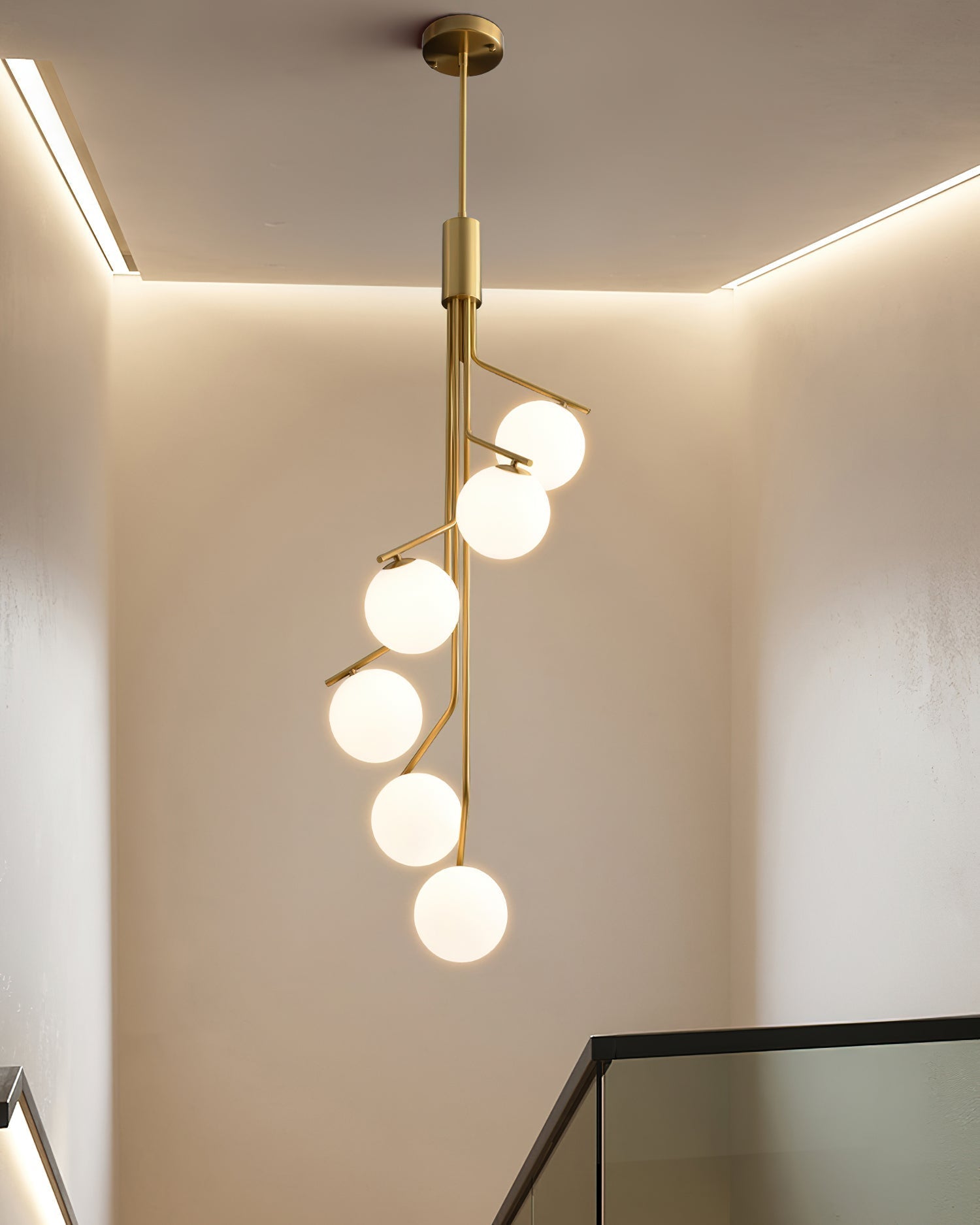 Lustra Chandelier Gold Branch Globe LED - Letslighting
