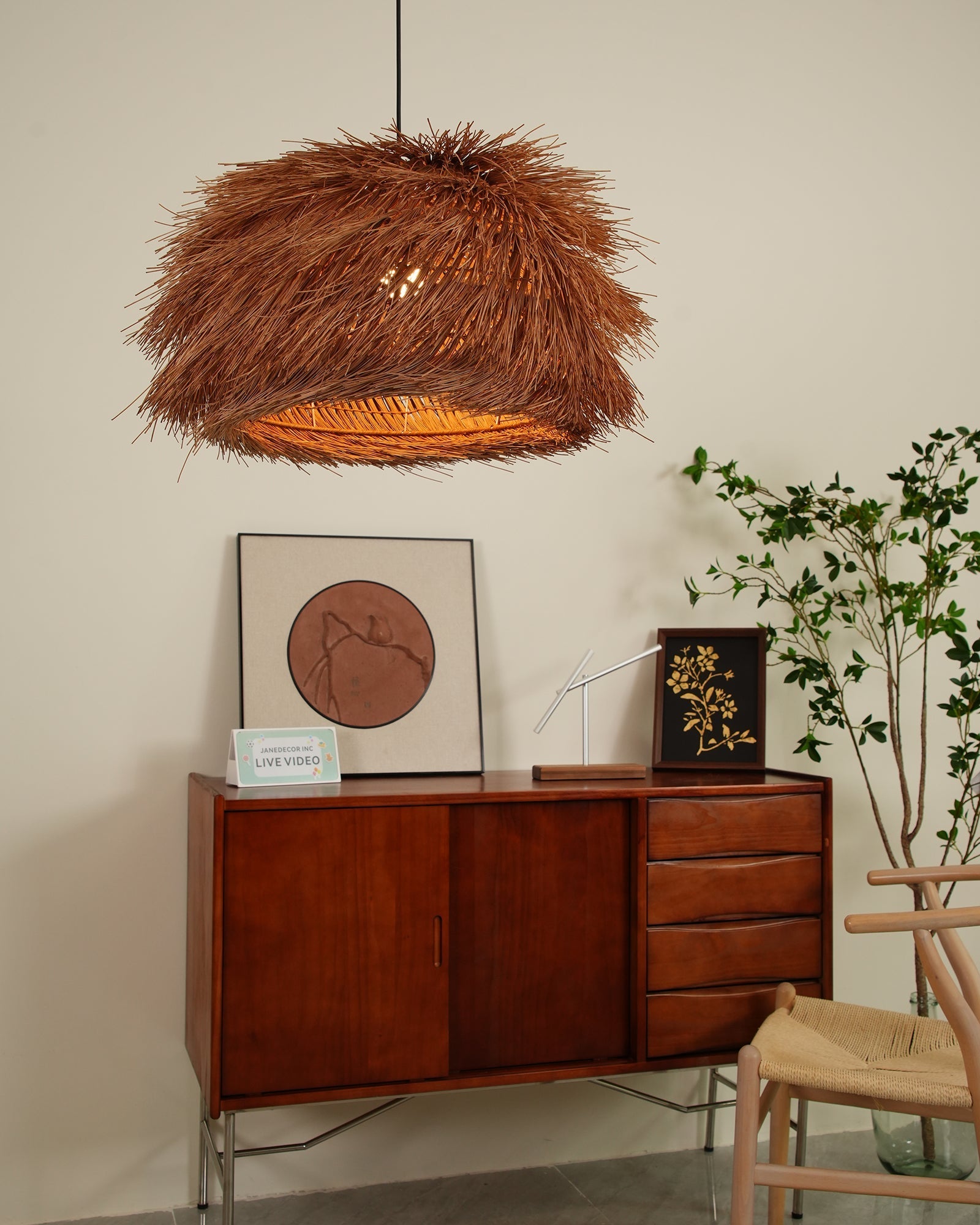 Wickora Vintage Wicker Pendant Lamp - Letslighting