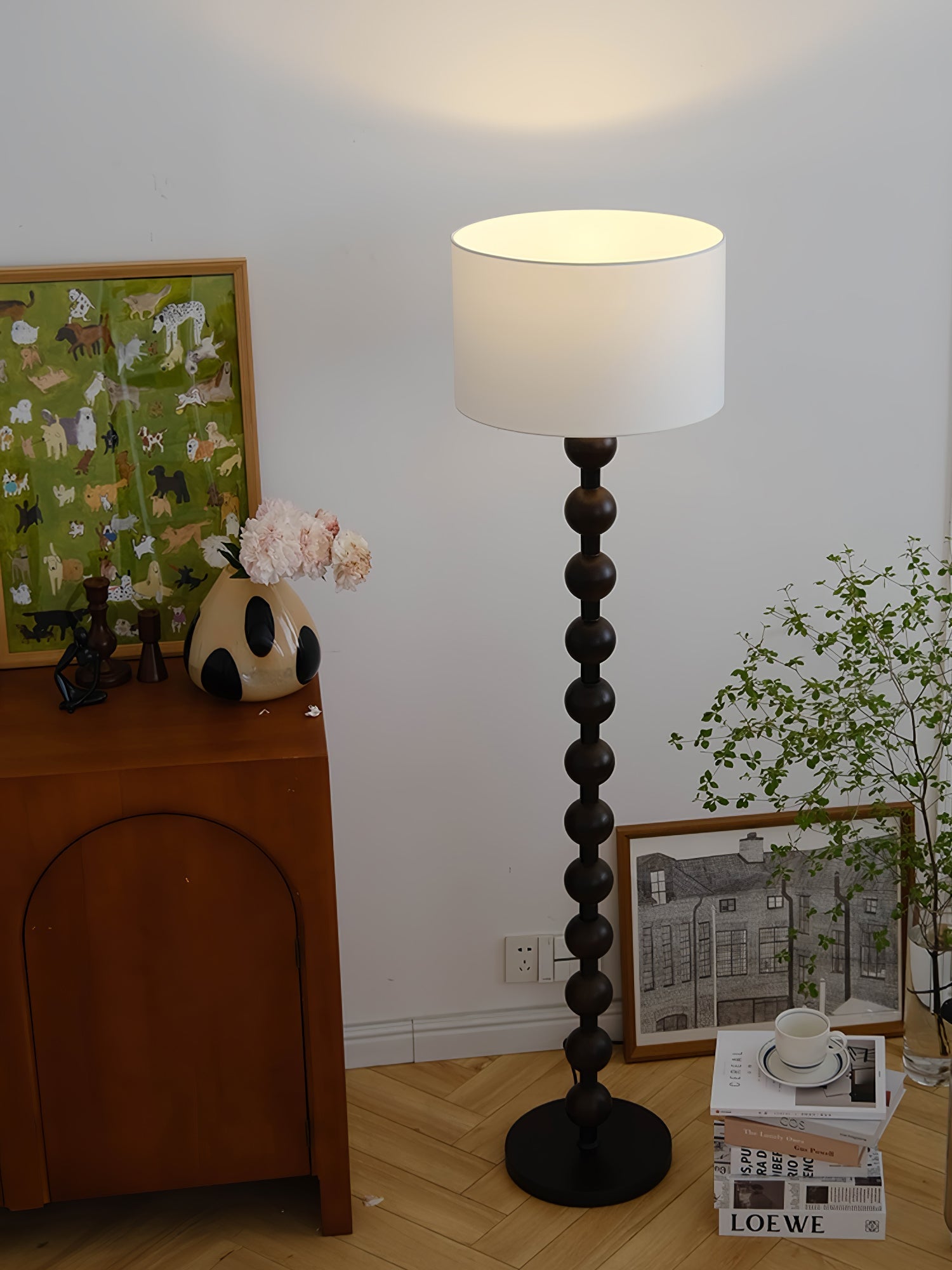 Pira Wood Fabric Floor Lamp - Letslighting