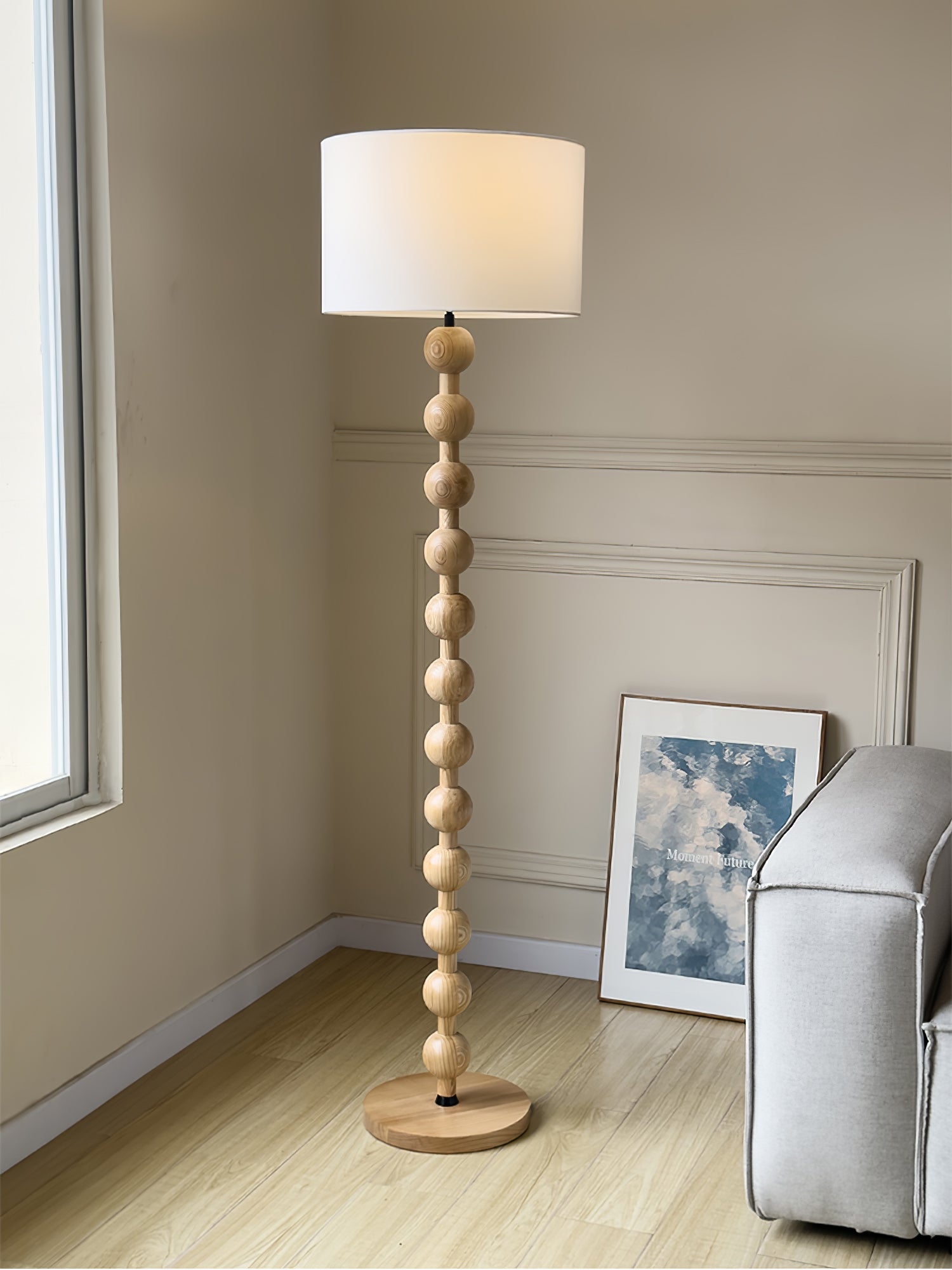 Pira Wood Fabric Floor Lamp - Letslighting