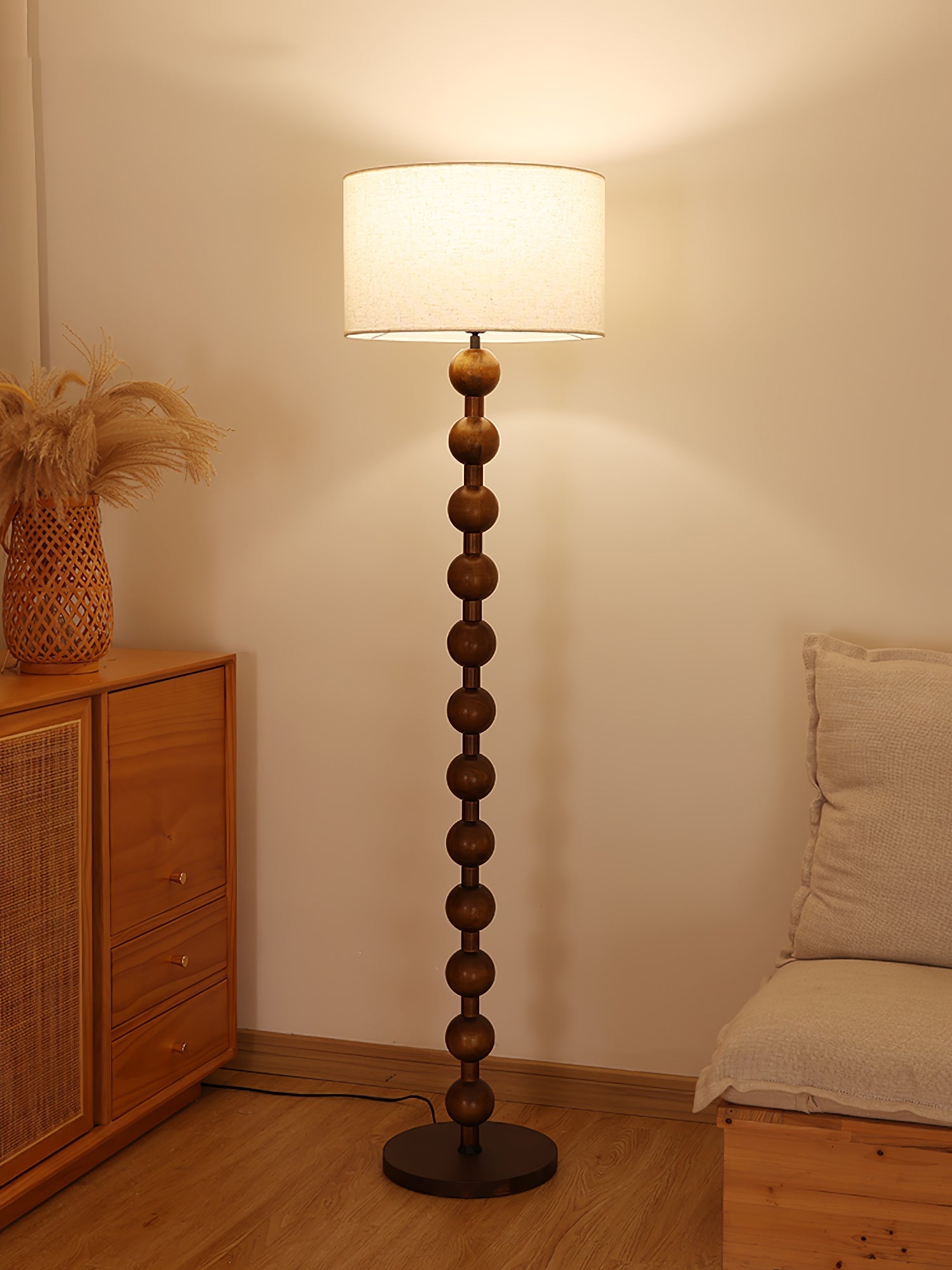 Pira Wood Fabric Floor Lamp - Letslighting
