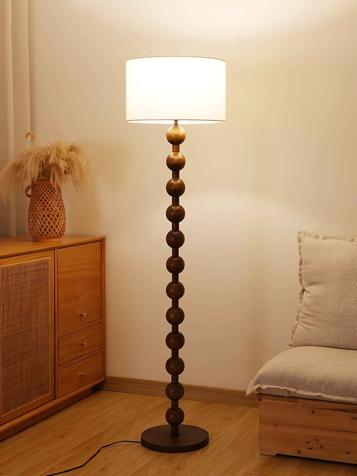 Pira Wood Fabric Floor Lamp - Letslighting