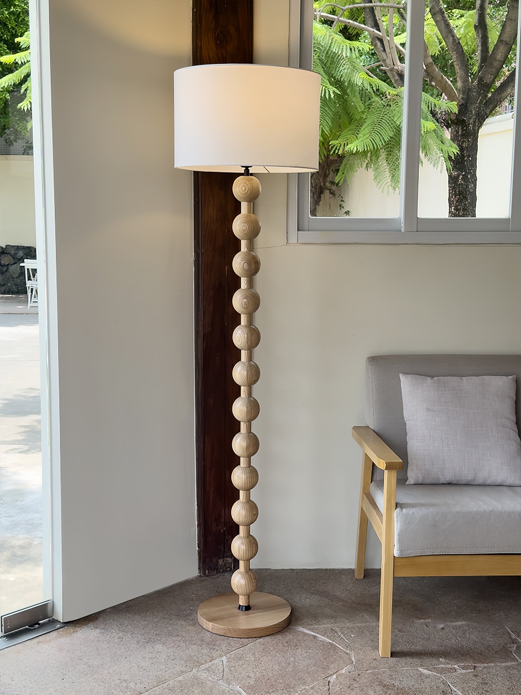 Pira Wood Fabric Floor Lamp - Letslighting