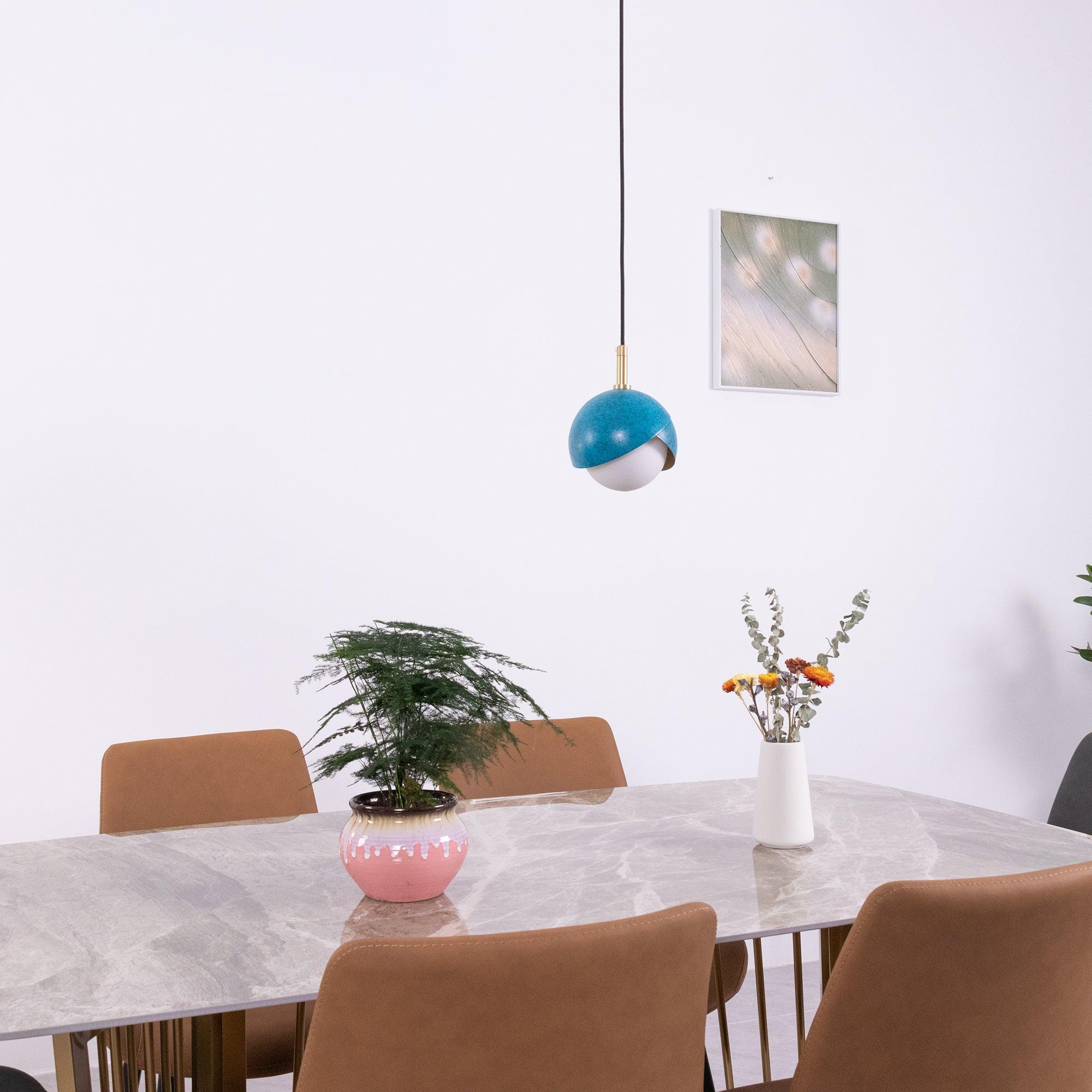 Solara Pendant Lamp Brass Nested Opal Globe Modern - Letslighting