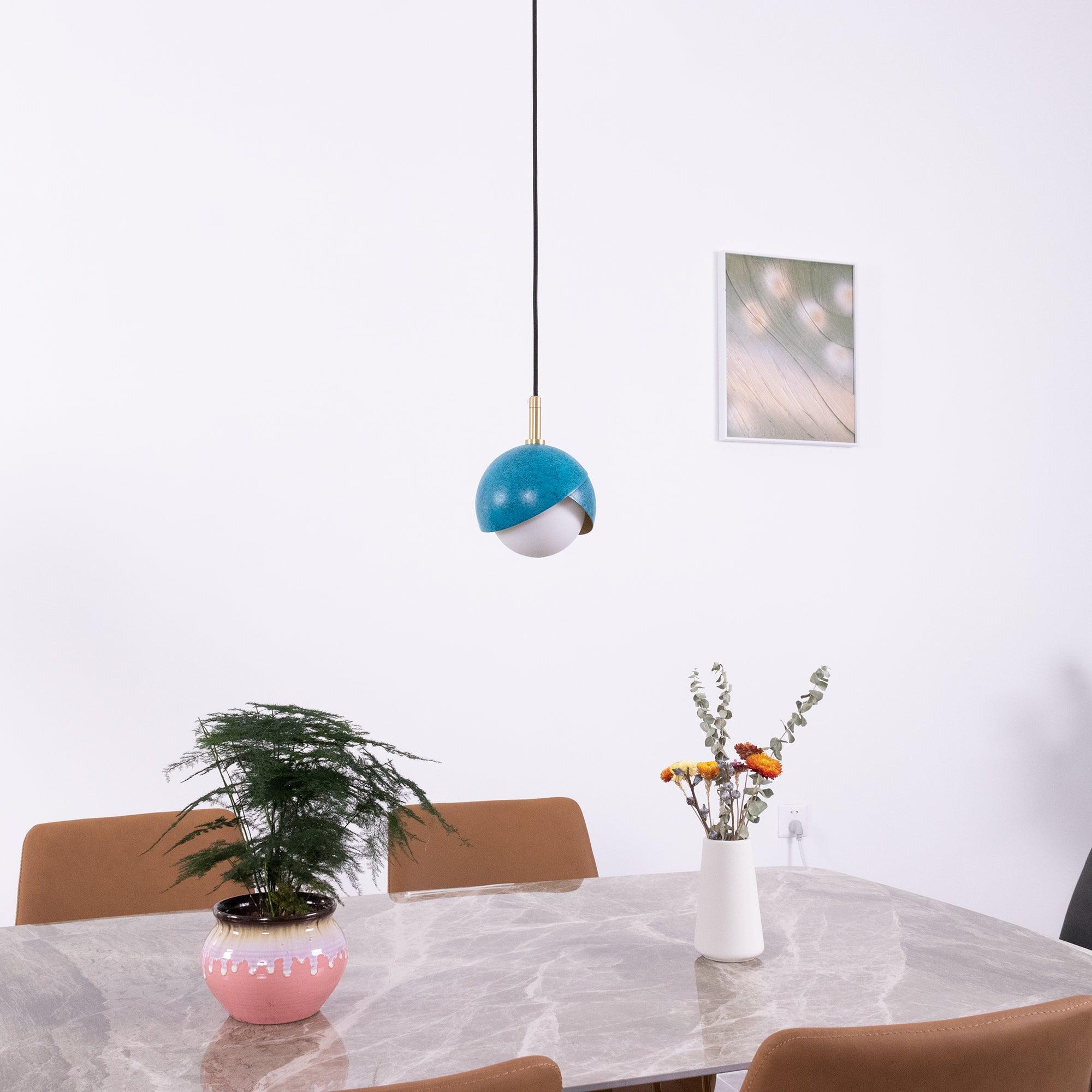 Solara Pendant Lamp Brass Nested Opal Globe Modern - Letslighting